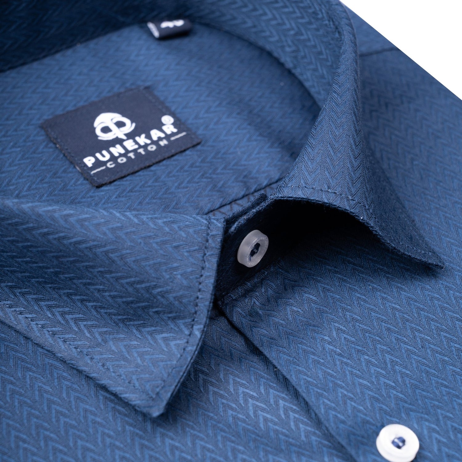 Royal Blue Color Dobby Cotton Satin Shirt For Men - Punekar Cotton