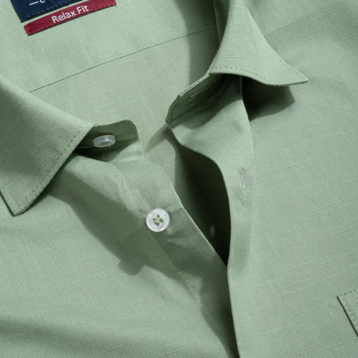 Sage Green Color Solid Cotton Linen Shirt For Men - Punekar Cotton