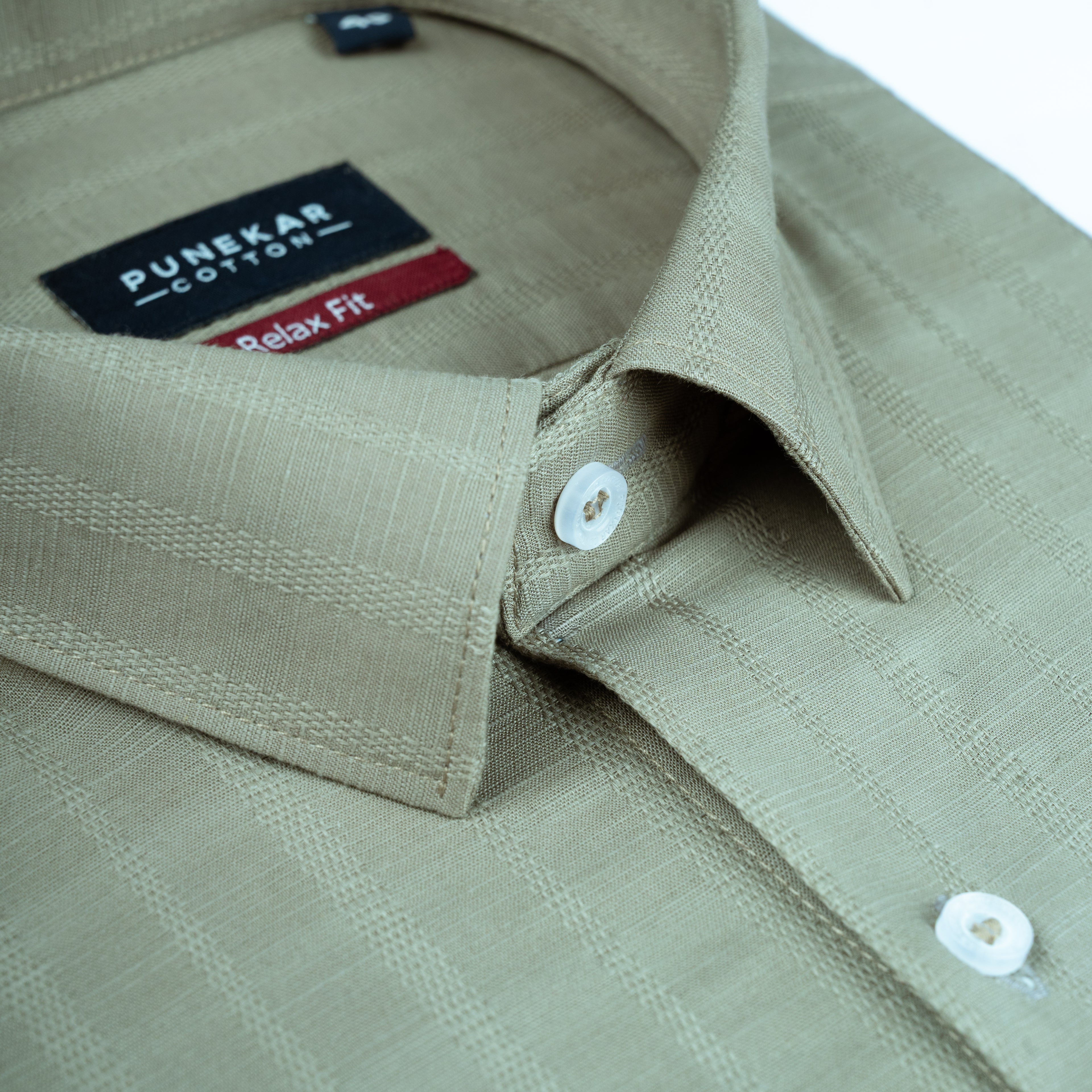 Pista Green Vertical Stripe Textured Jacquard Shirt for Men