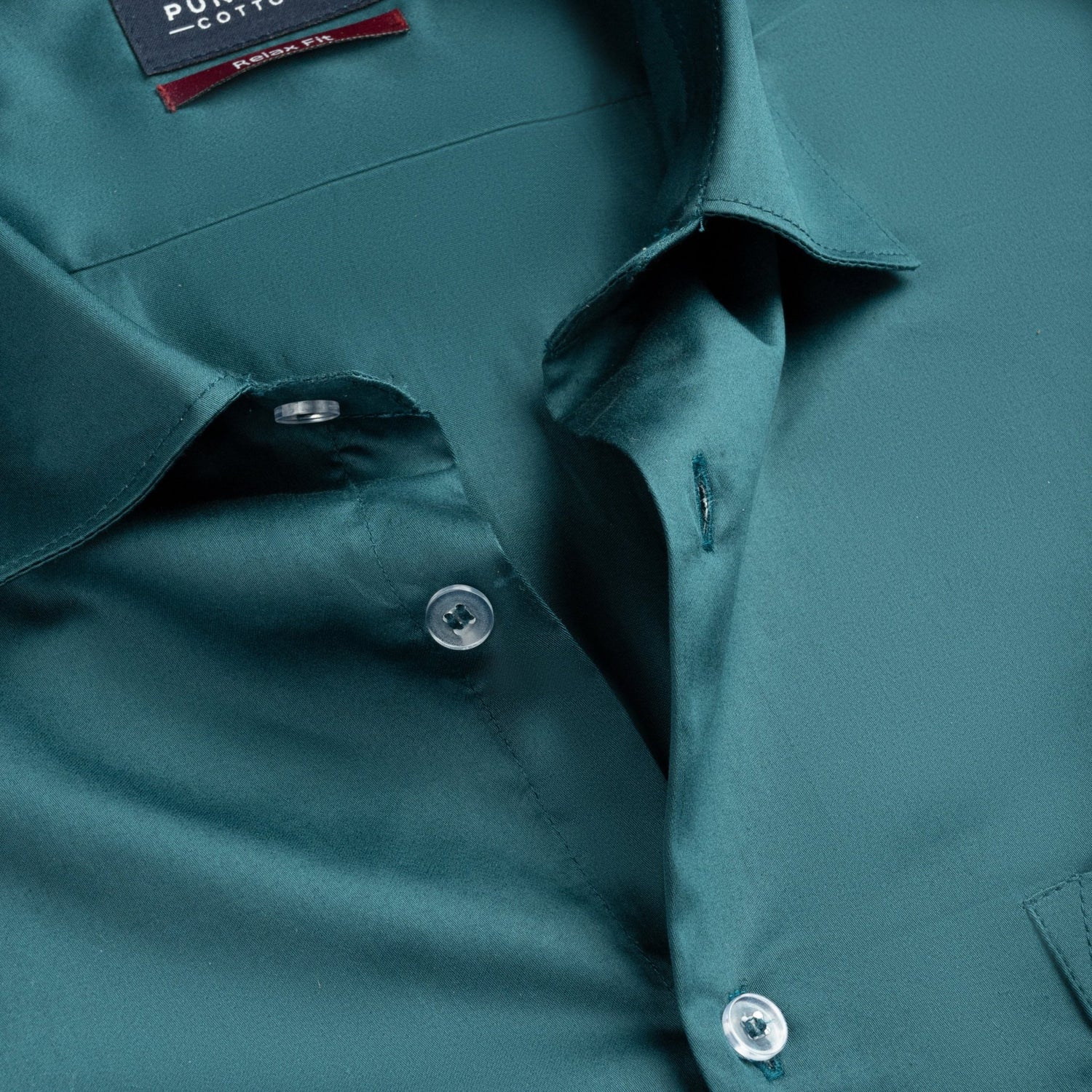 Teal Color Cotton Satin Shirt For Men - Punekar Cotton