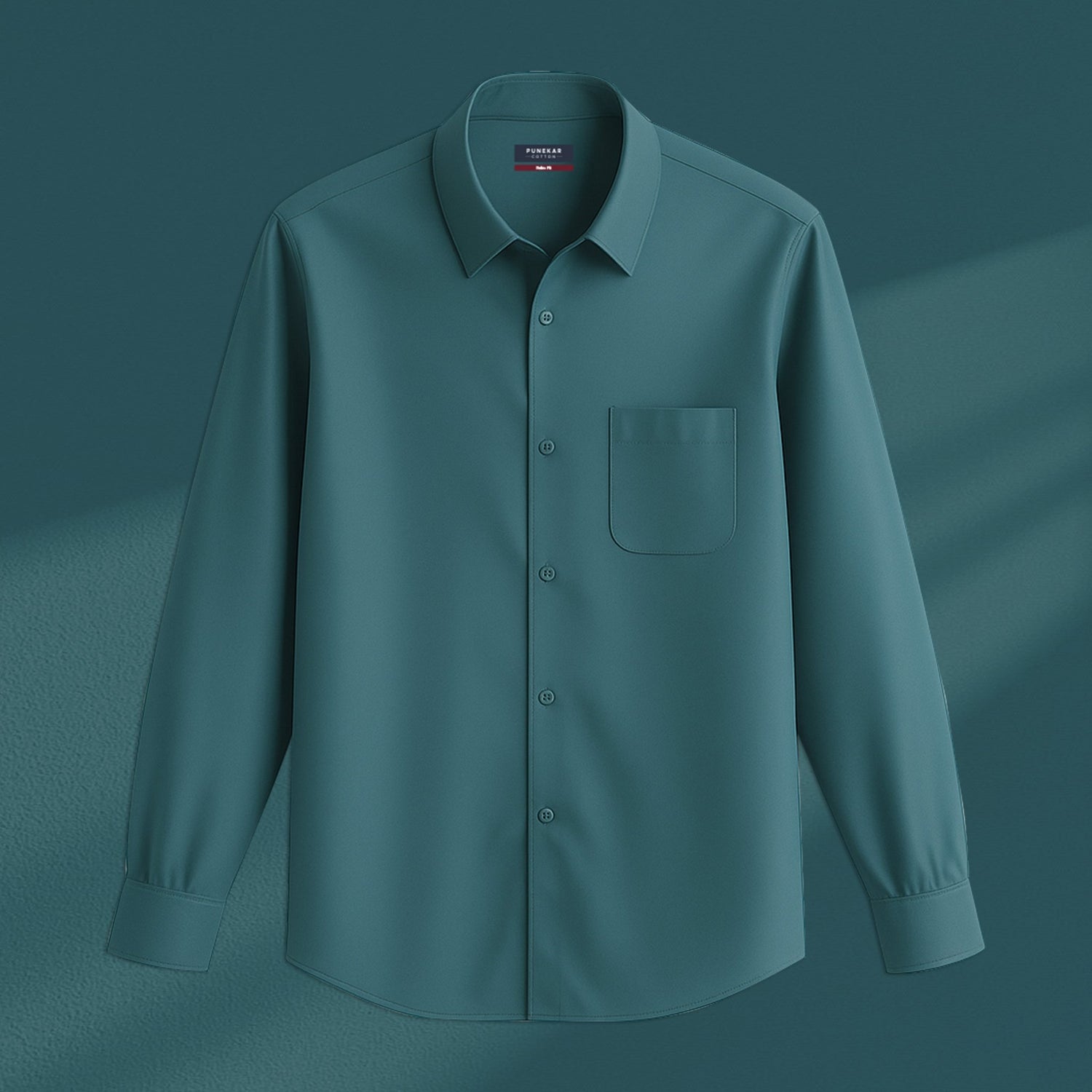 Teal Color Cotton Satin Shirt For Men - Punekar Cotton