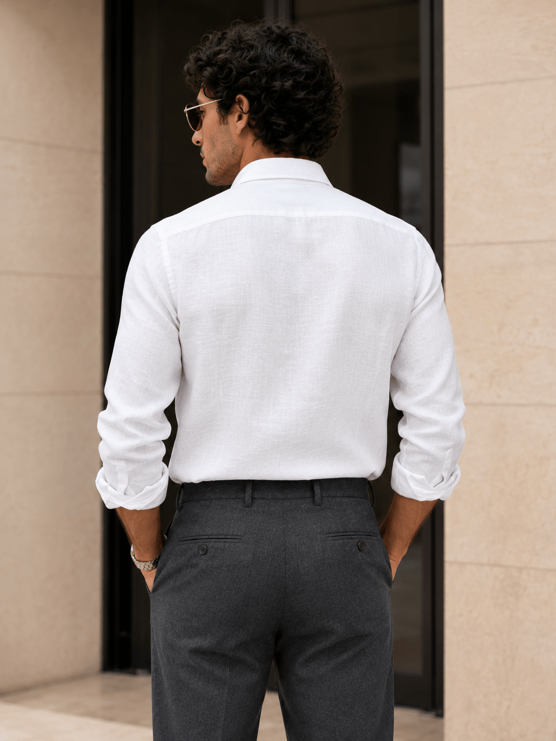 White Color 60Lea Pure Linen Shirt For Men - Punekar Cotton