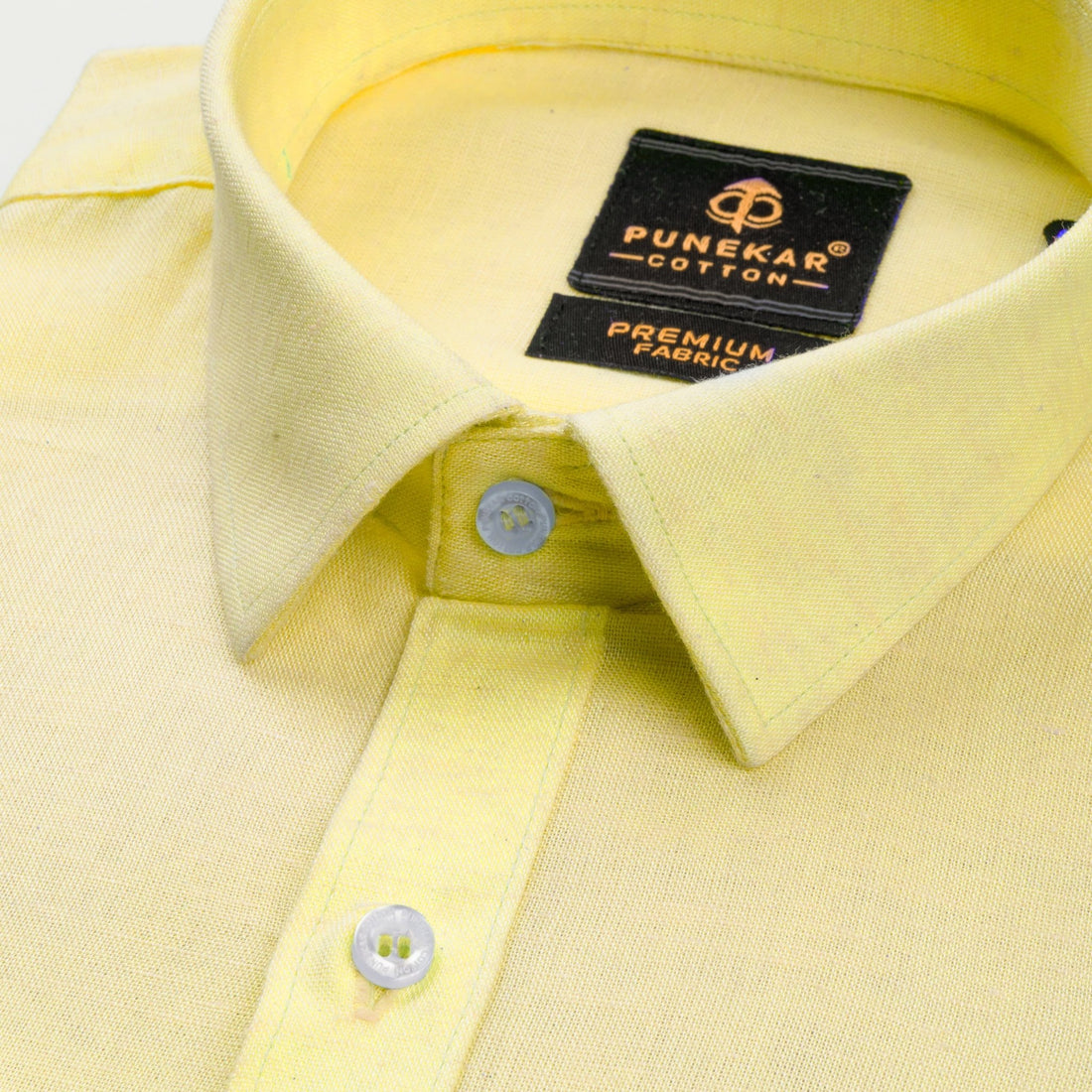 Yellow Color Prime Linen Shirt For Men - Punekar Cotton