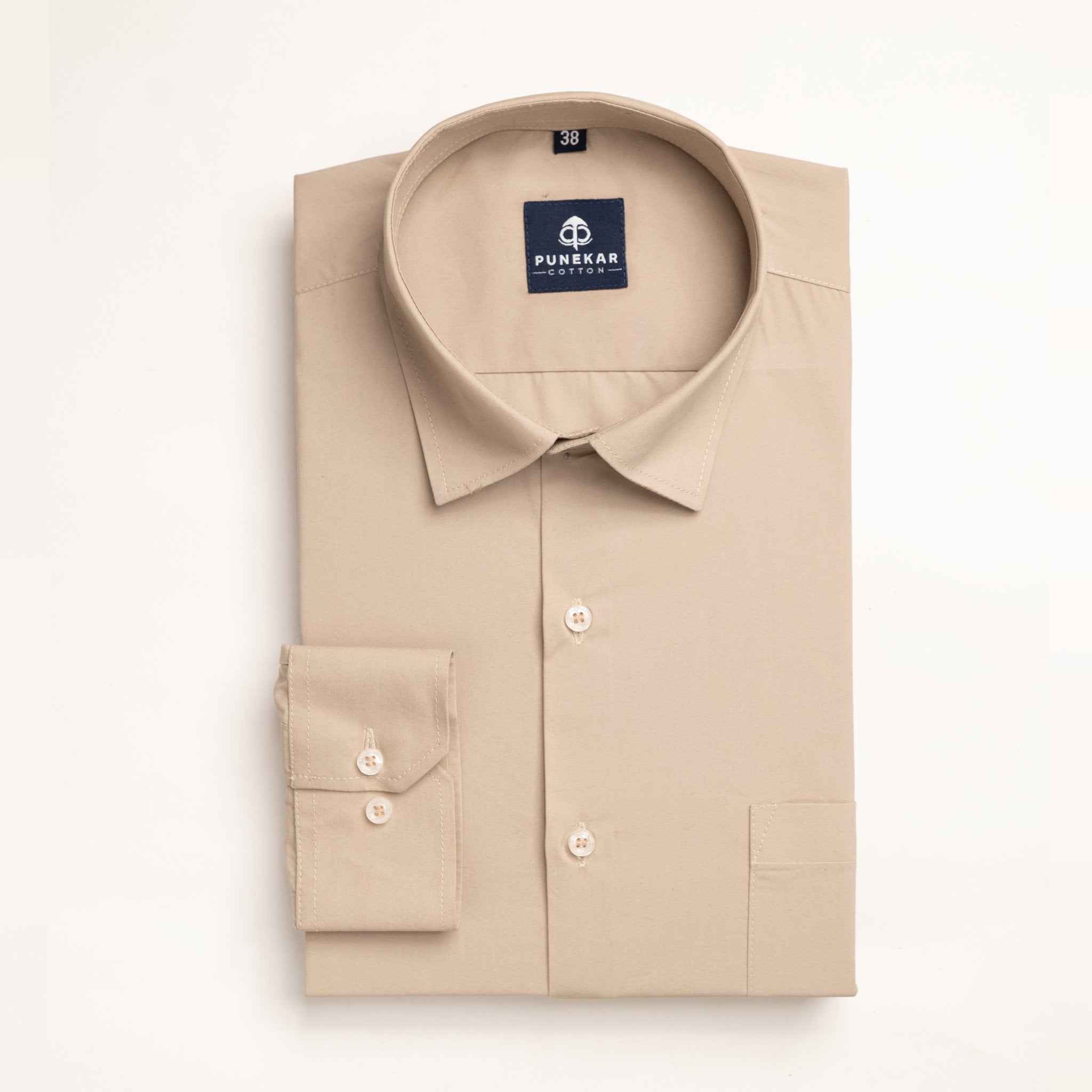 Beige Color Lycra Twill Cotton Shirt For Men Punekar Cotton Beige Color Lycra Twill Cotton Shirt For Men Punekar Cotton