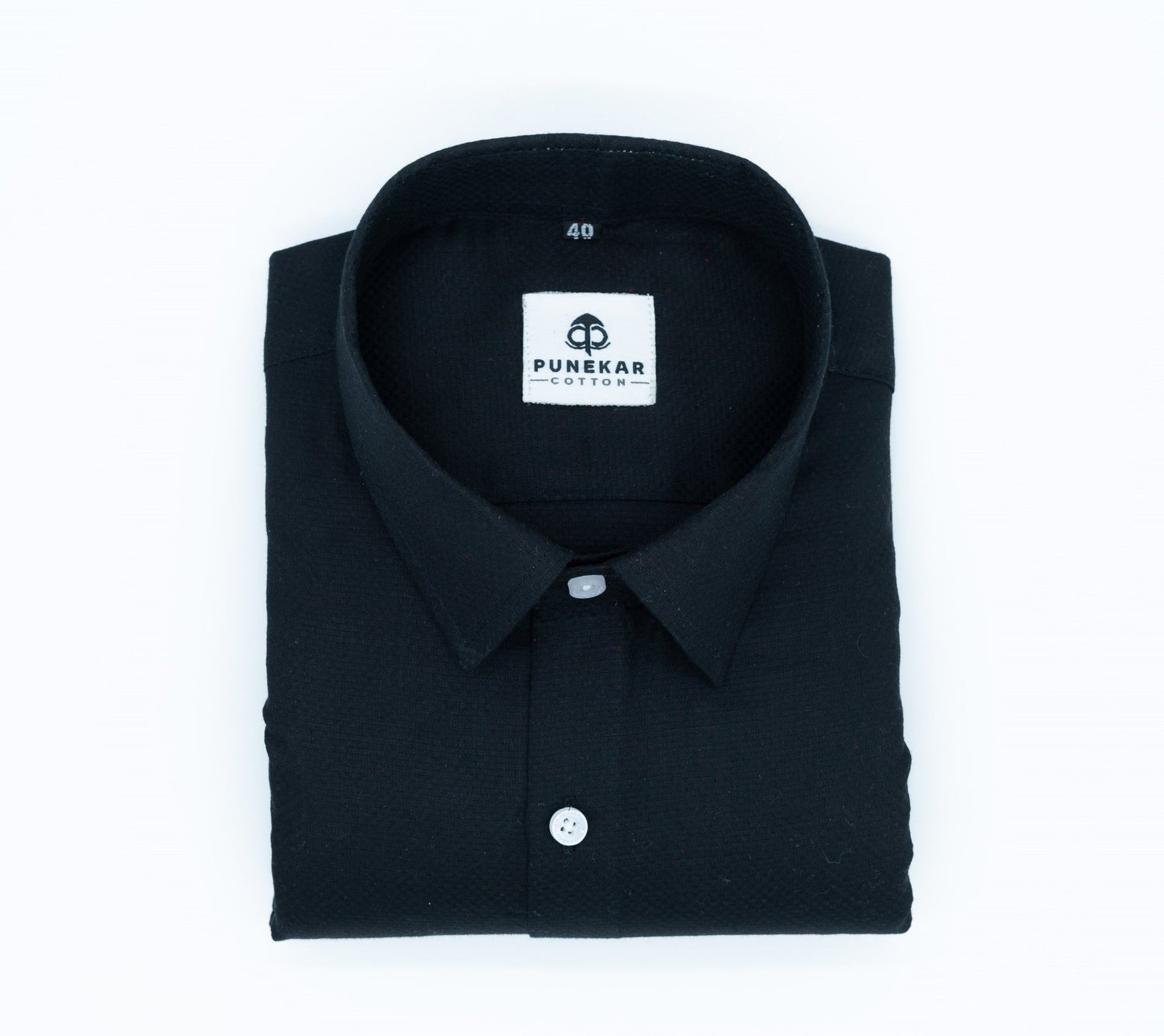 Black Color Dobby Cotton Shirt For Men - Punekar Cotton