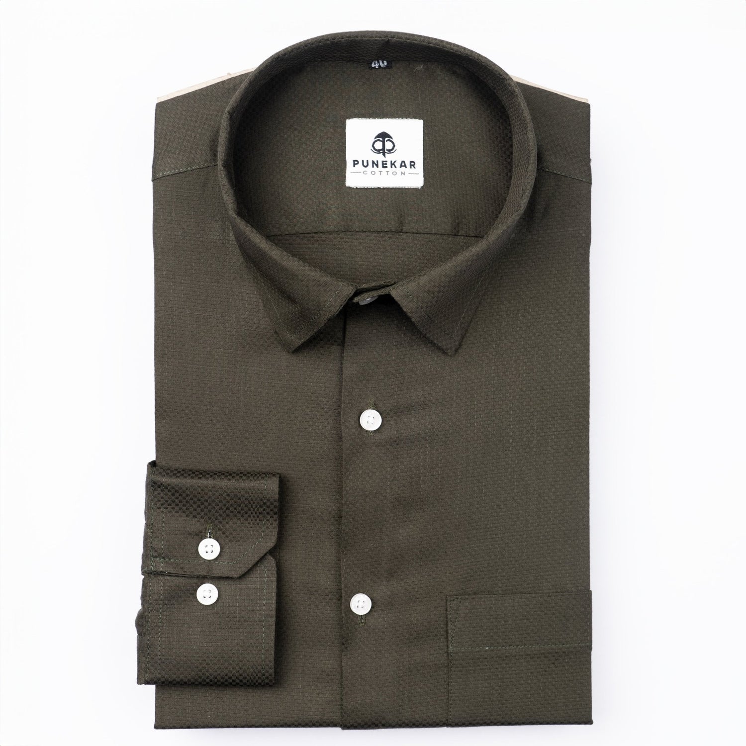 Carbon Color Dobby Cotton Shirt For Men - Punekar Cotton