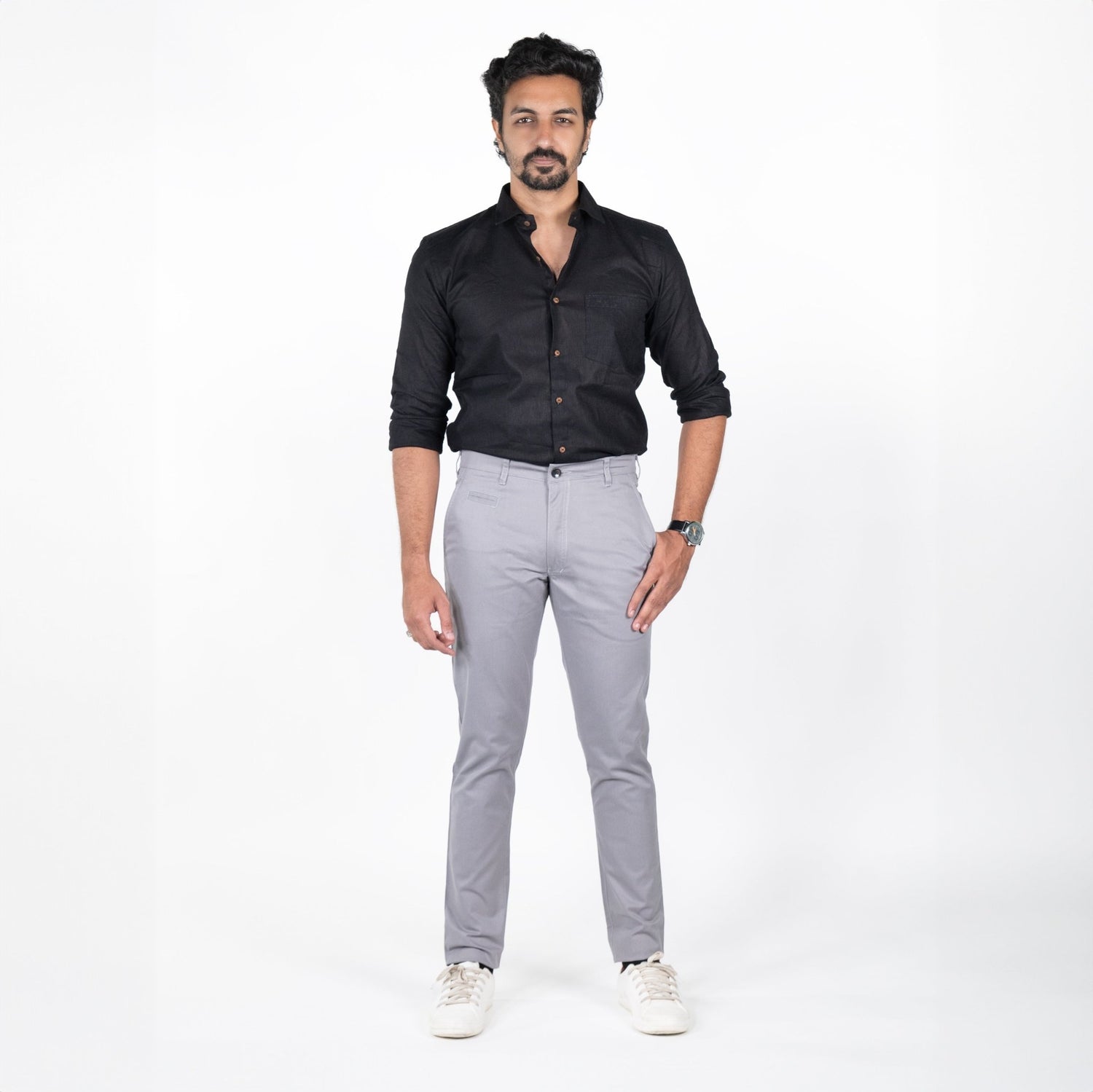 Grey Color Cotton Trouser Pants for Men - Punekar Cotton