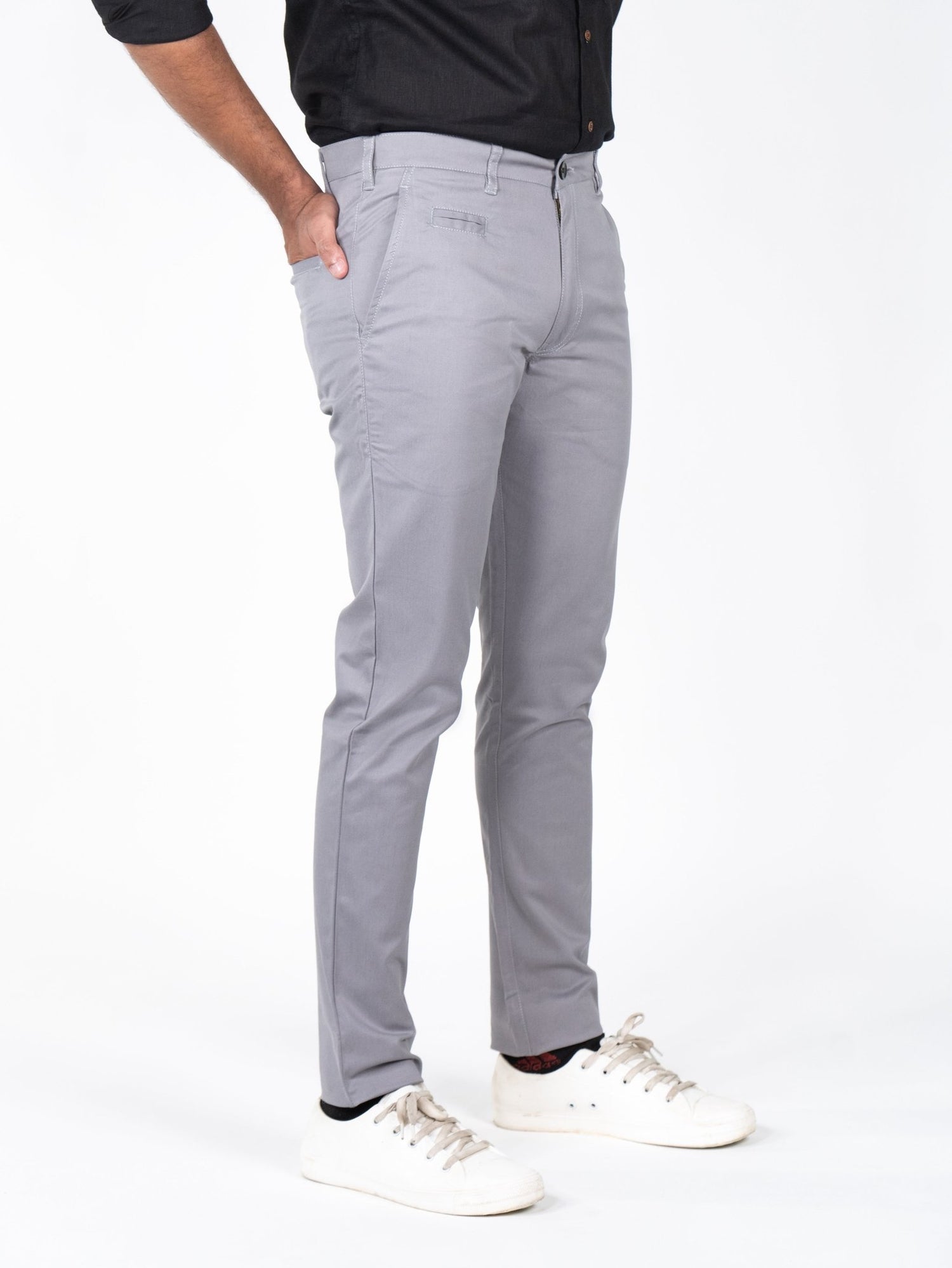 Grey Color Cotton Trouser Pants for Men - Punekar Cotton