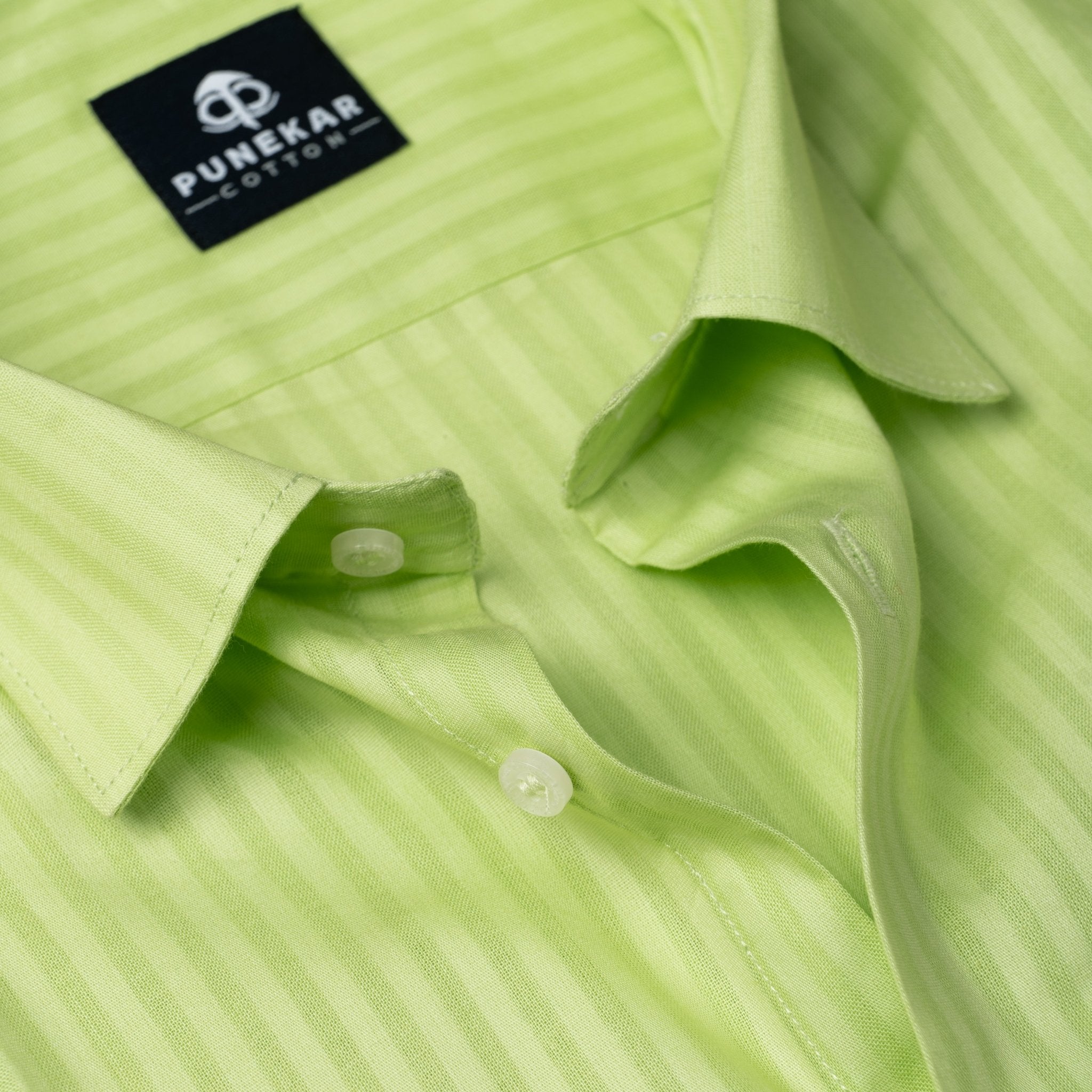 Light Green Color vertical Cotton stripe Shirt For Men Punekar Cotton Light Green Color vertical Cotton stripe Shirt For Men Punekar Cotton