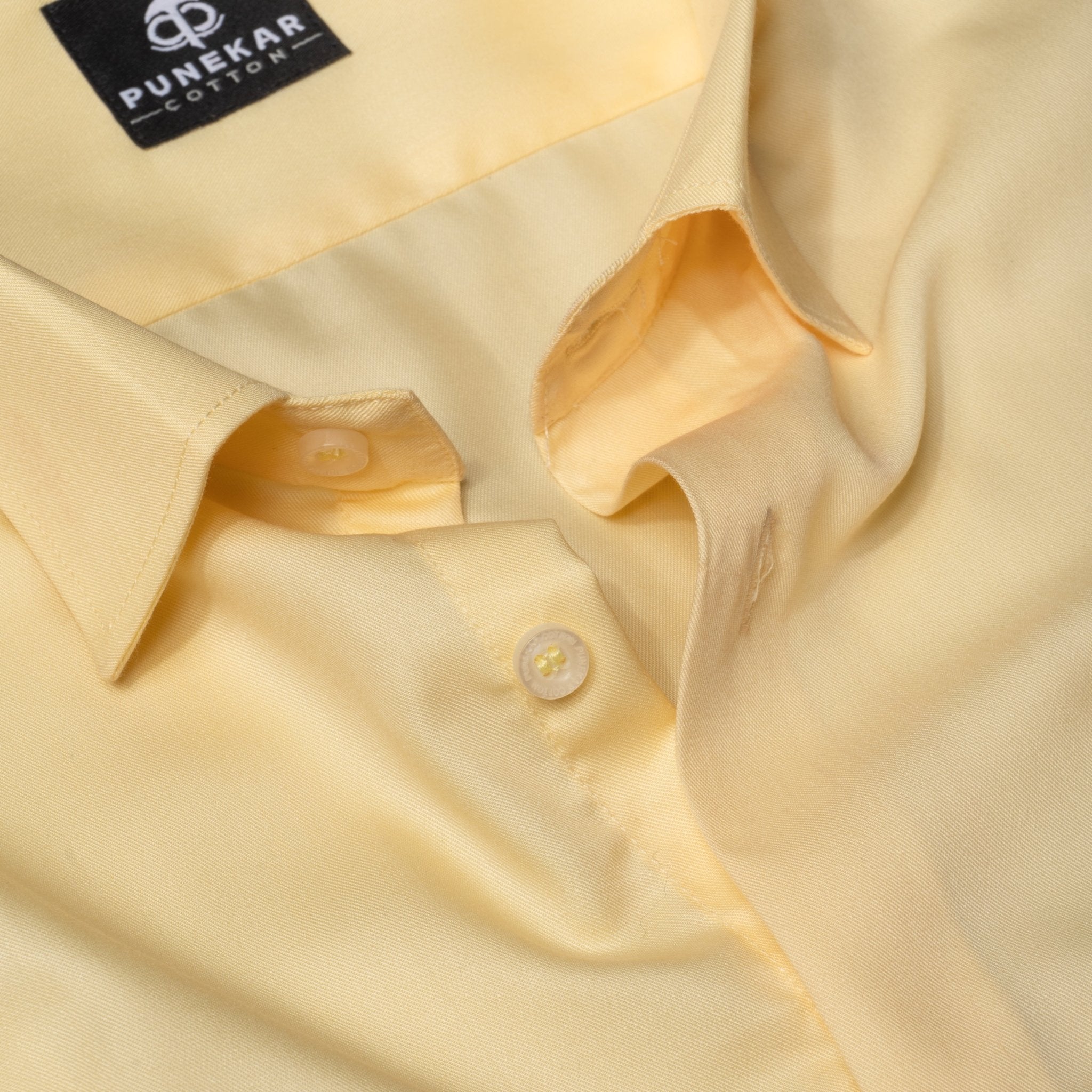 Light Yellow Soft Satin Cotton Shirt For Men – Punekar Cotton