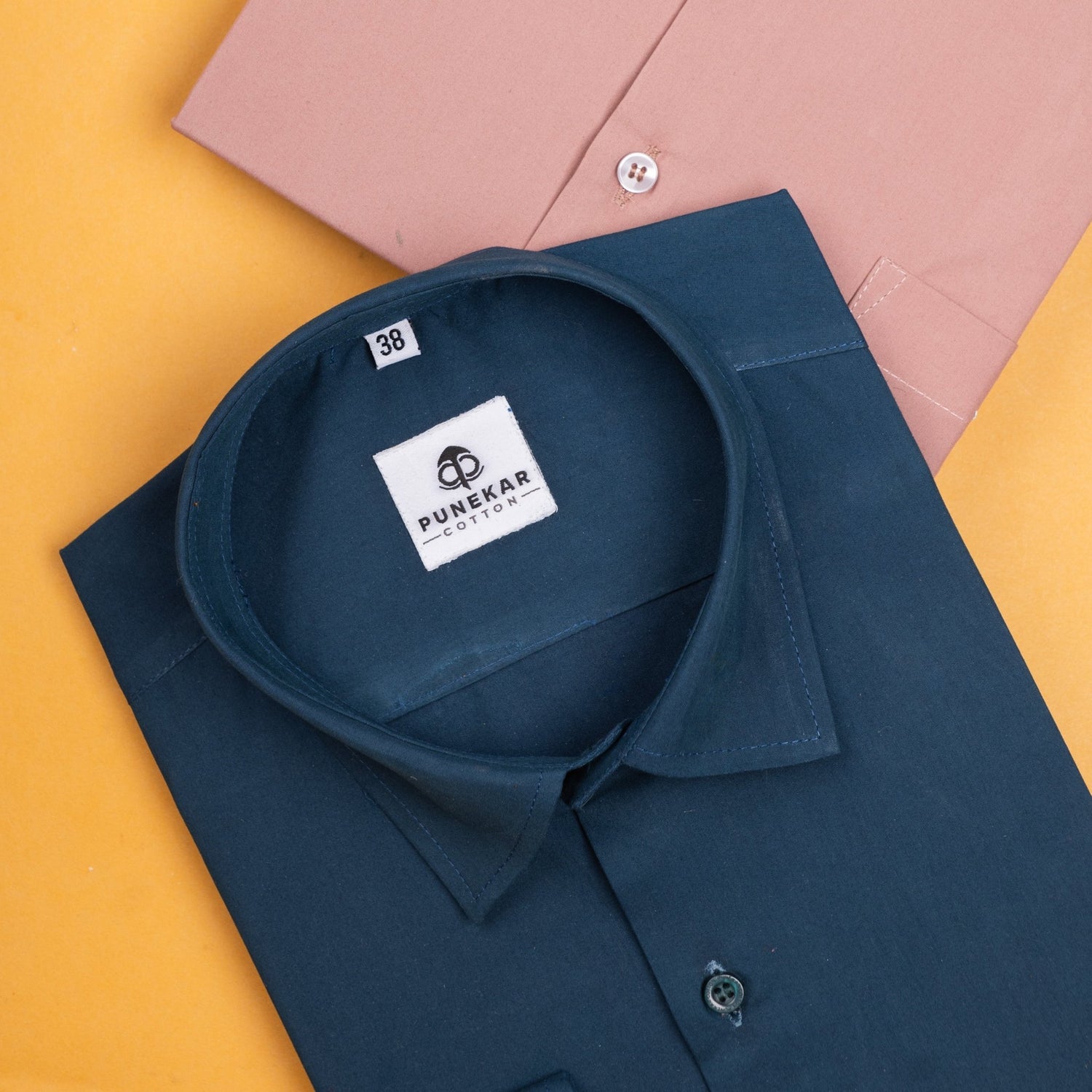 Navy Blue Color Lycra Twill Cotton Shirt For Men - Punekar Cotton