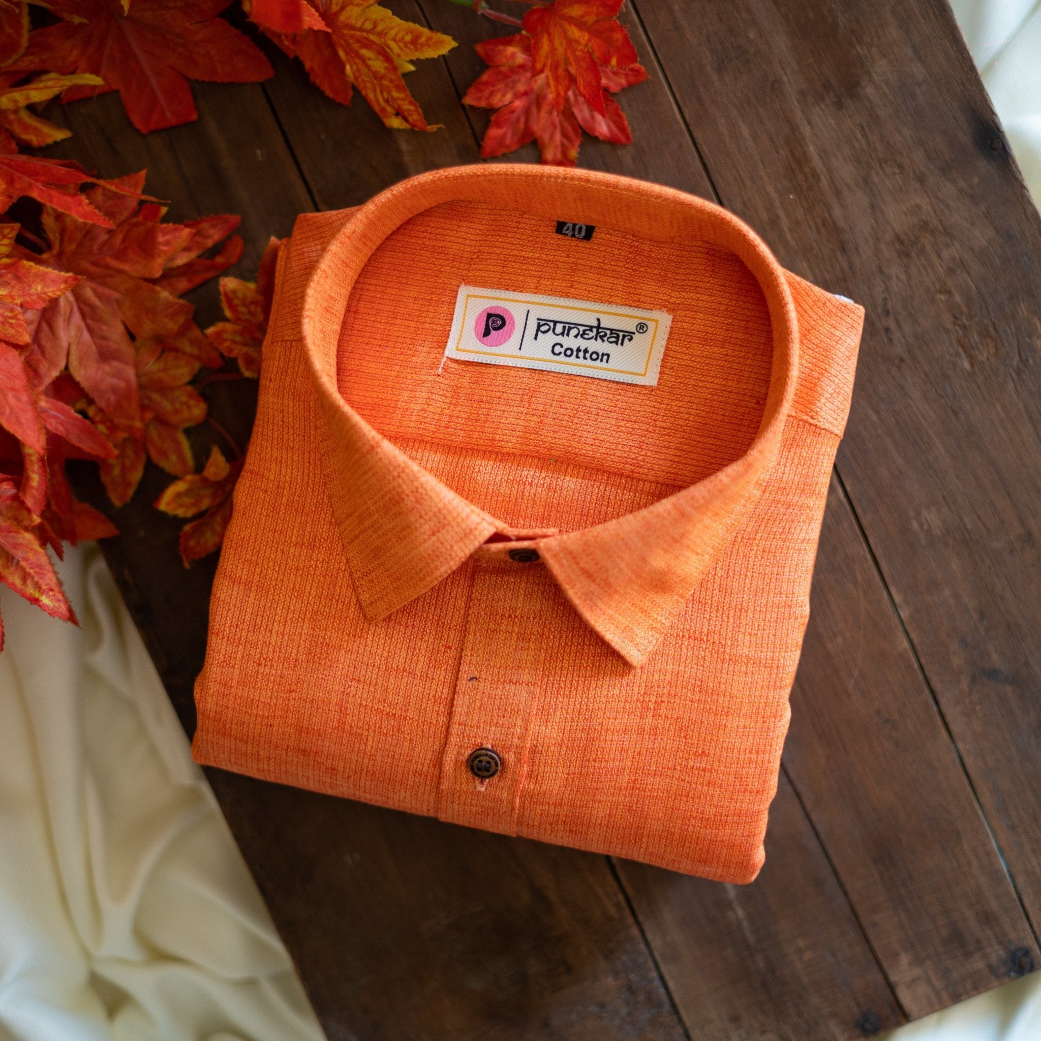 Mens Orange Colour Shirt Orange Color Combed Cotton Shirts For Men
