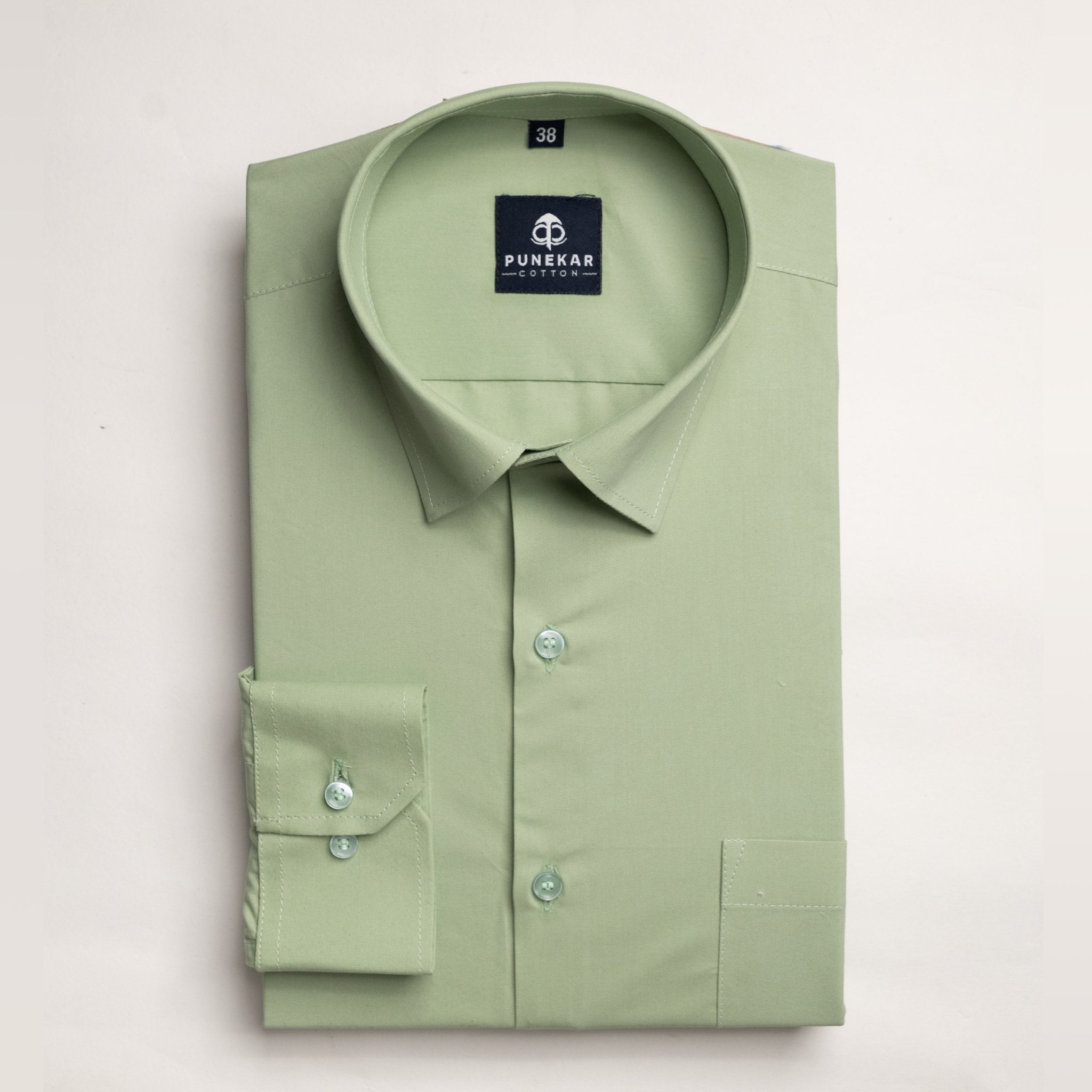 Pista Green Color Lycra Twill Cotton Shirt For Men Punekar Cotton Pista Green Color Lycra Twill Cotton Shirt For Men Punekar Cotton