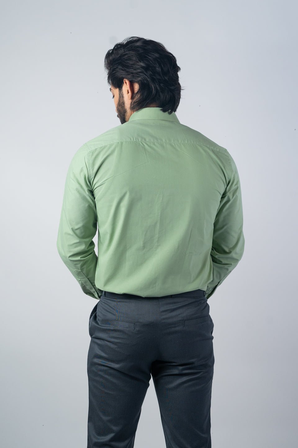 Pista Green Color Lycra Twill Cotton Shirt For Men - Punekar Cotton