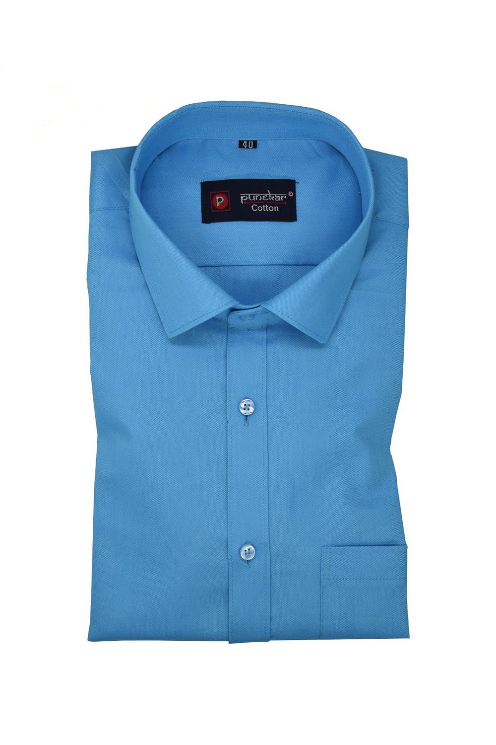 Punekar Cotton Blue Color Rich Cotton Formal Shirt For Men's