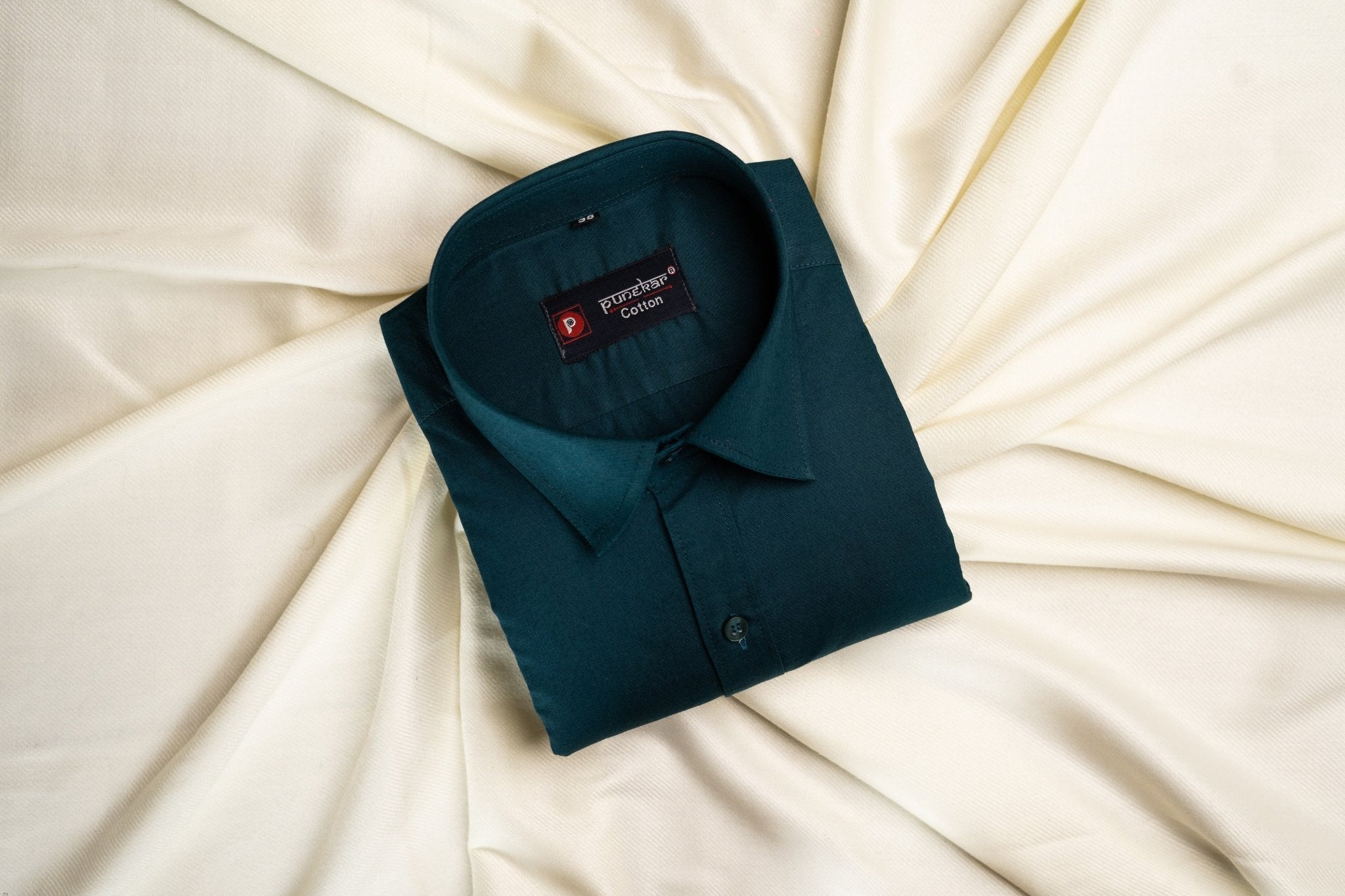 Forest Green Color Satin Mecerised Cotton Shirt For Men Punekar Cotton Forest Green Color Satin Mecerised Cotton Shirt For Men Punekar Cotton