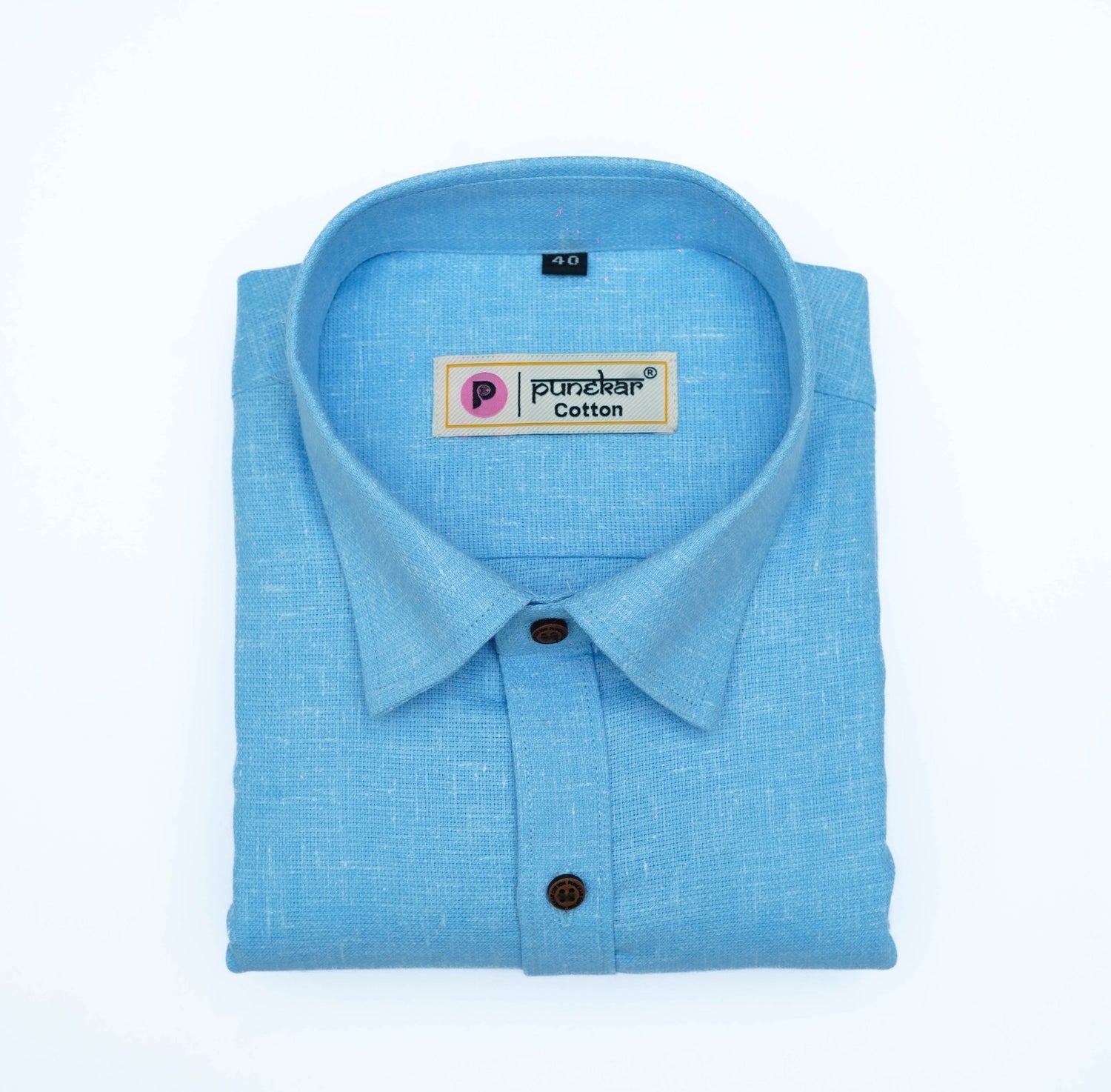 Punekar Cotton Light Blue Color Cotton Linen Formal Shirt for Men&