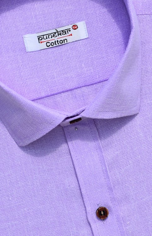 Punekar Cotton Purple Color Cotton Linen Formal Shirt for Men&