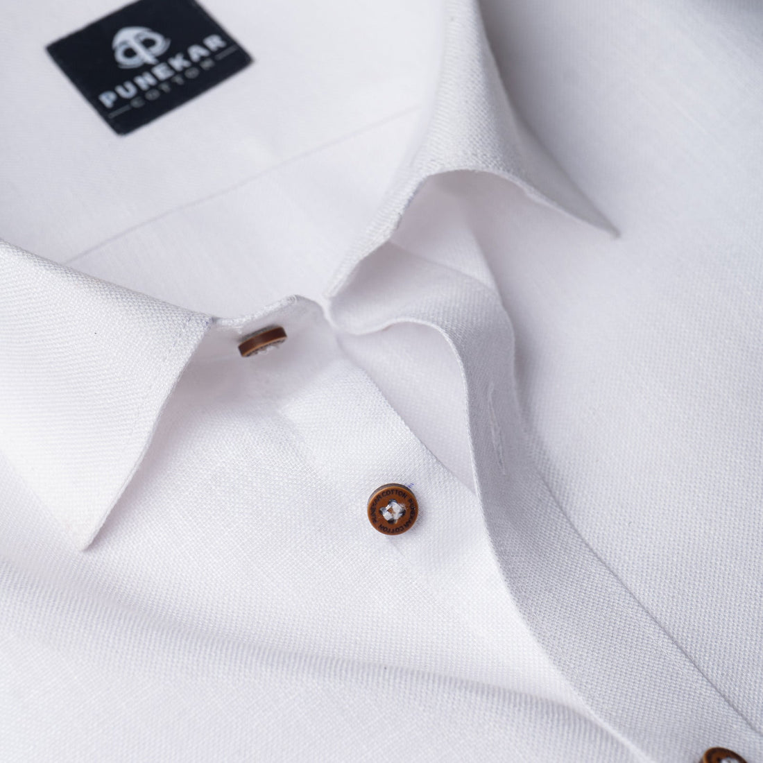 White Color Blended Linen Shirt For Men&
