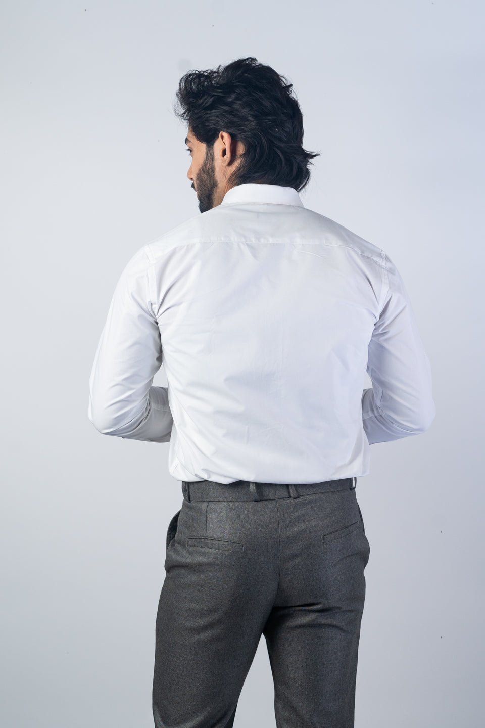 White Color Lycra Twill Cotton Shirt For Men - Punekar Cotton