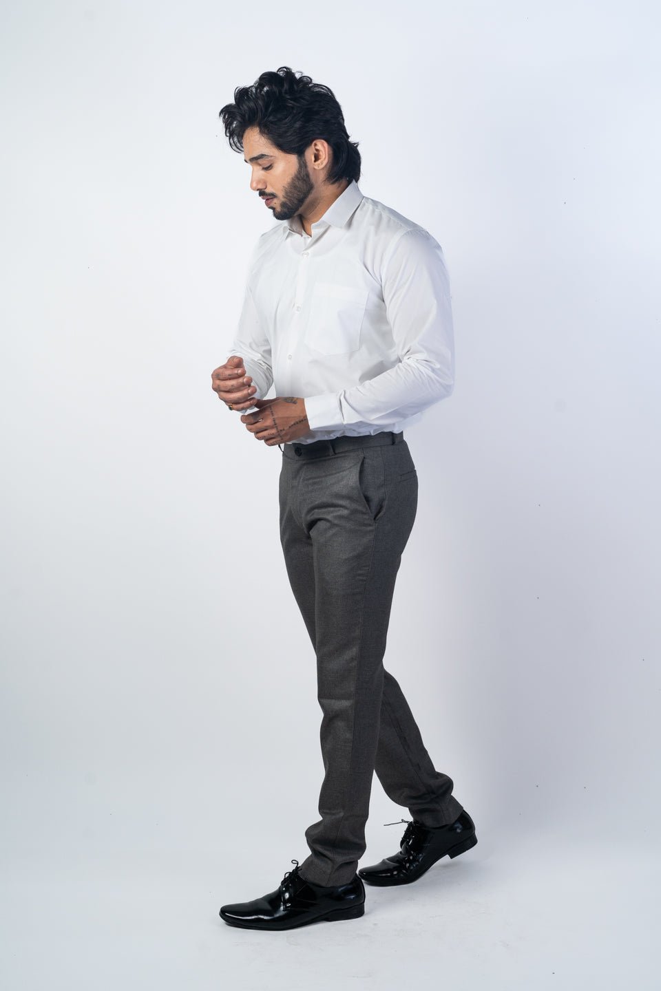 White Color Lycra Twill Cotton Shirt For Men - Punekar Cotton