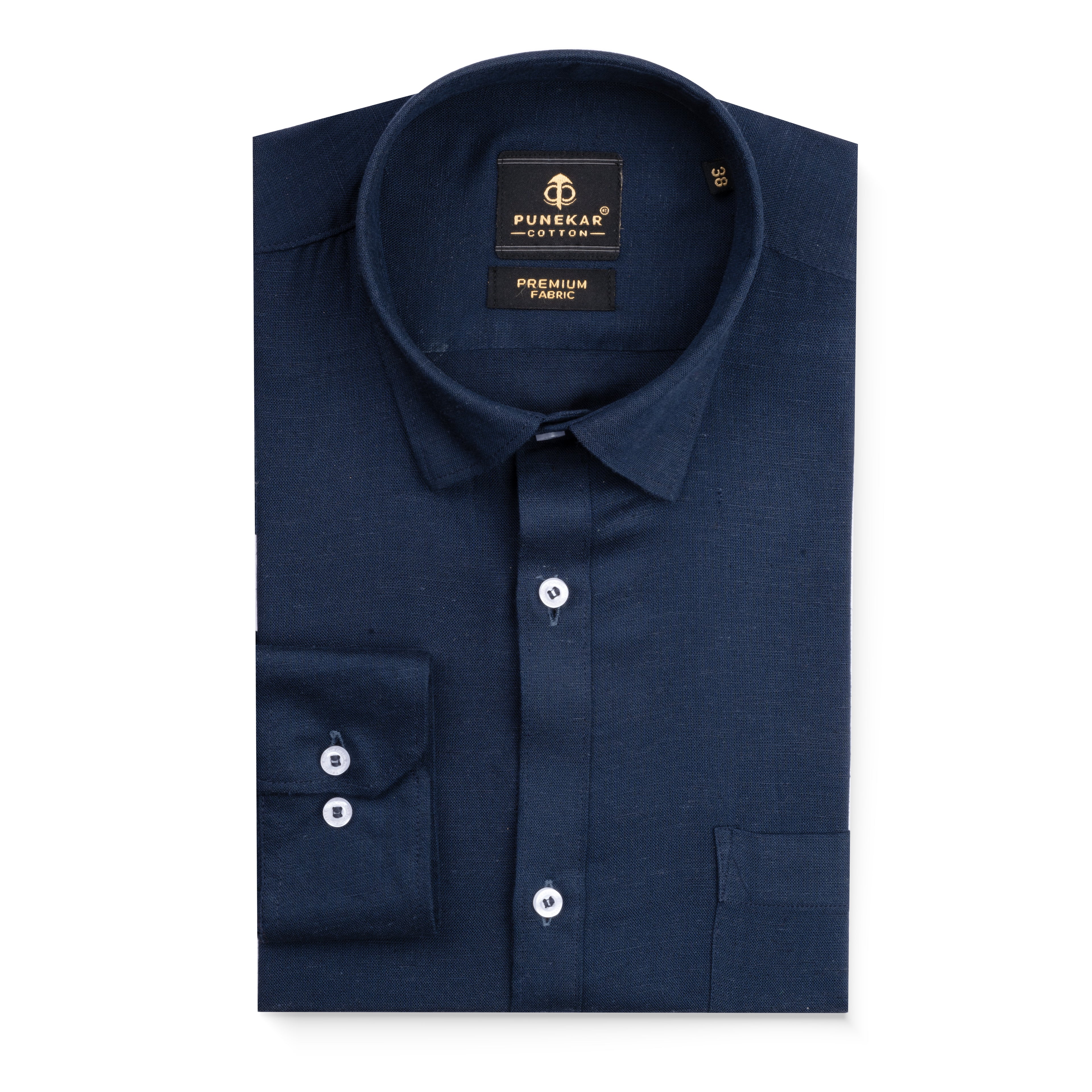 Navy Blue Color Prime Linen Shirt For Men
