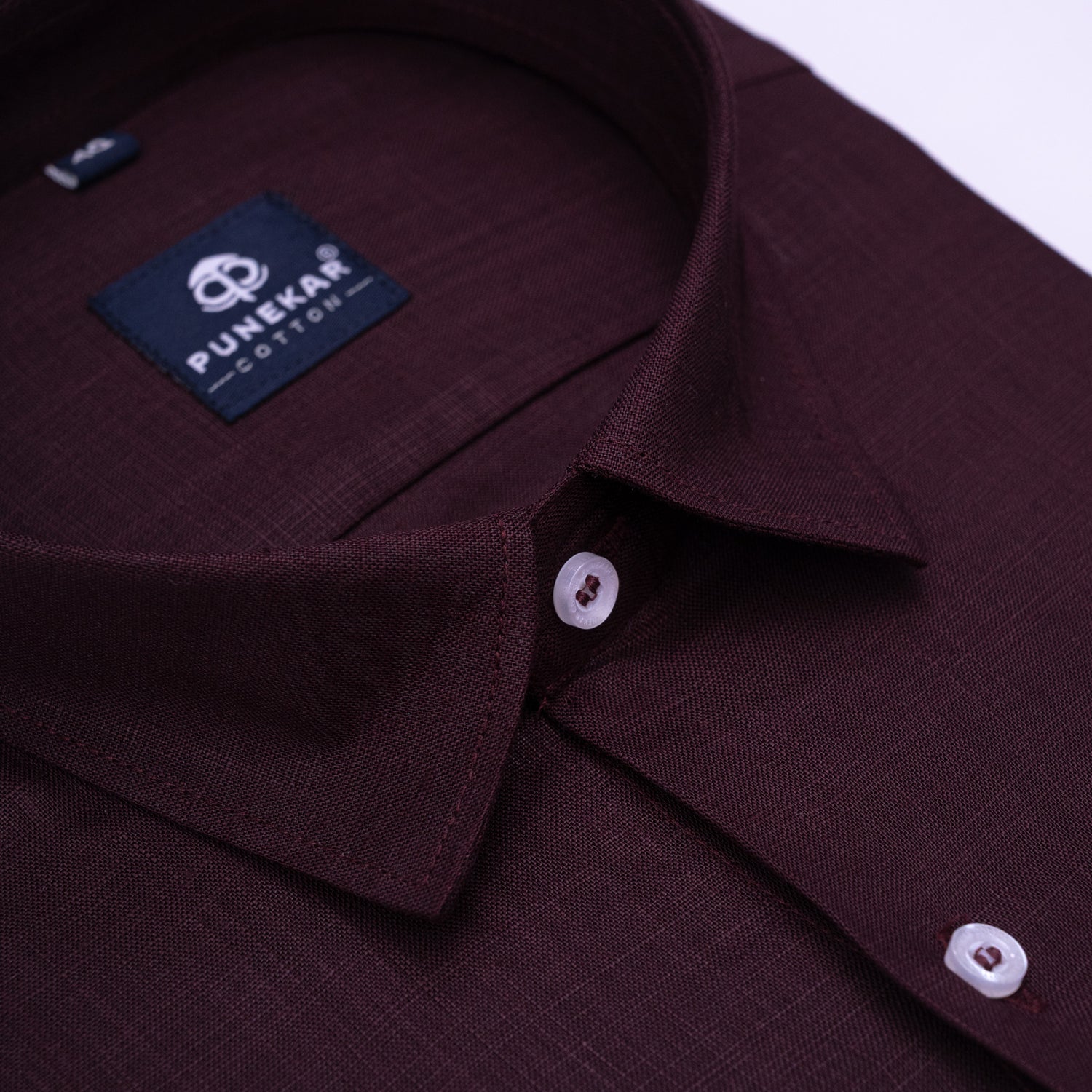 Dark Wine Color 80s Lino Lyocell Shirt For Men