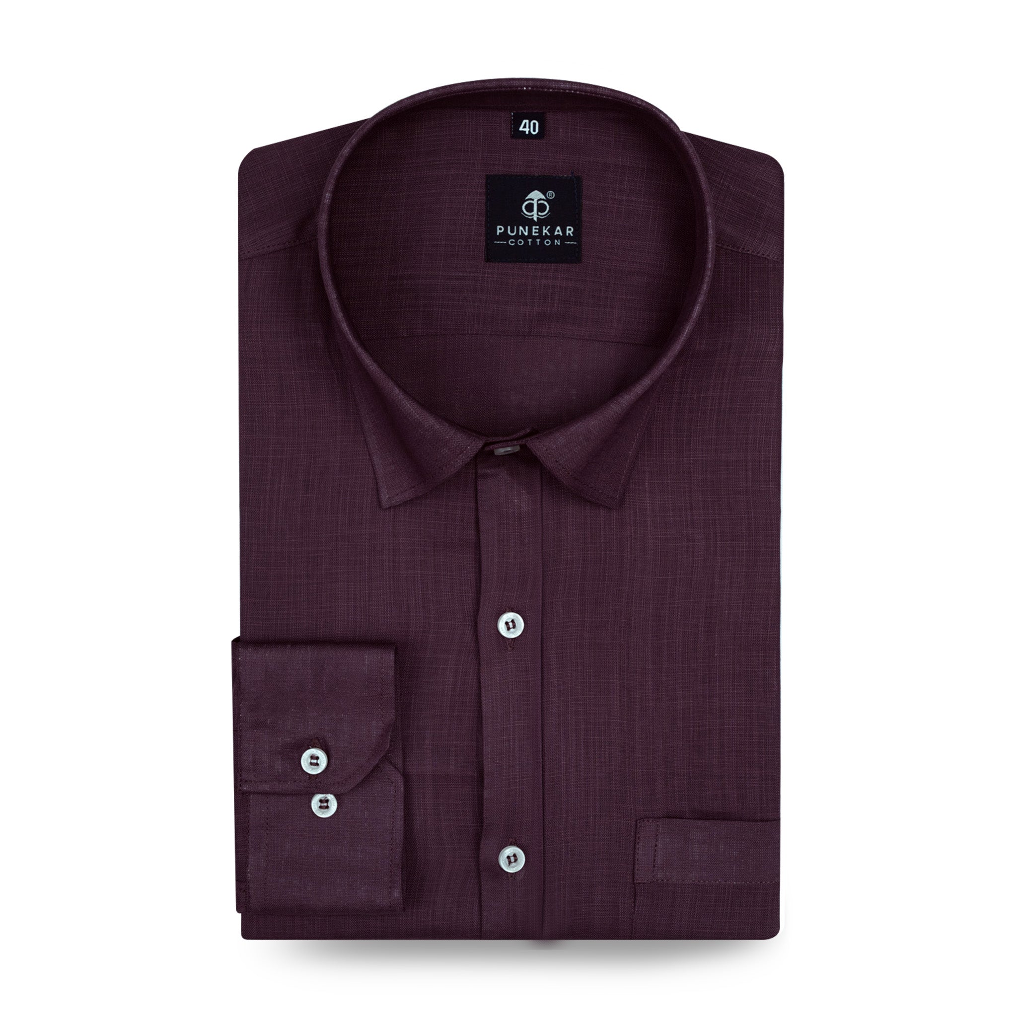 Dark Wine Color 80s Lino Lyocell Shirt For Men