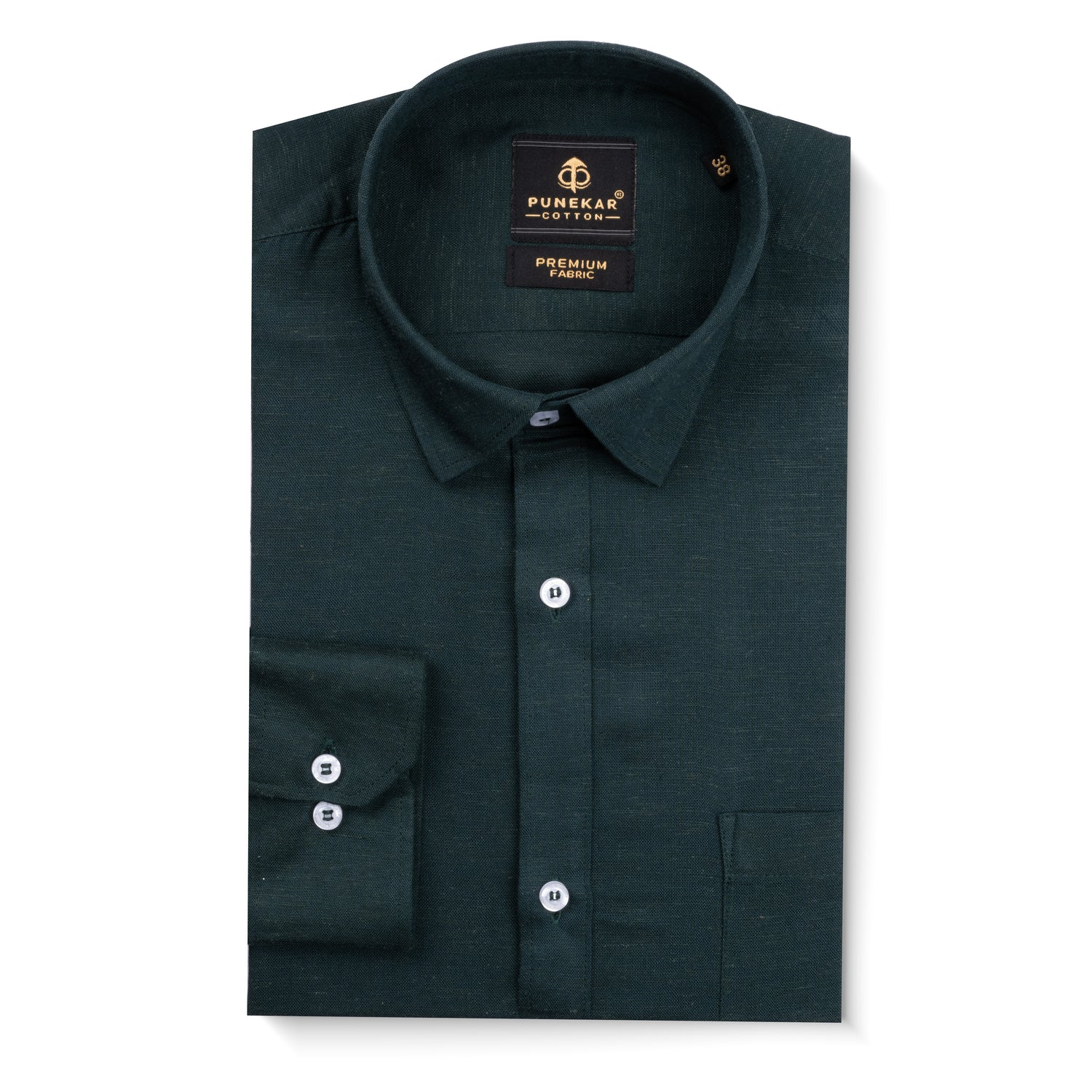 Forest Green Color Prime Linen Shirt For Men Punekar Cotton Forest Green Color Prime Linen Shirt For Men Punekar Cotton