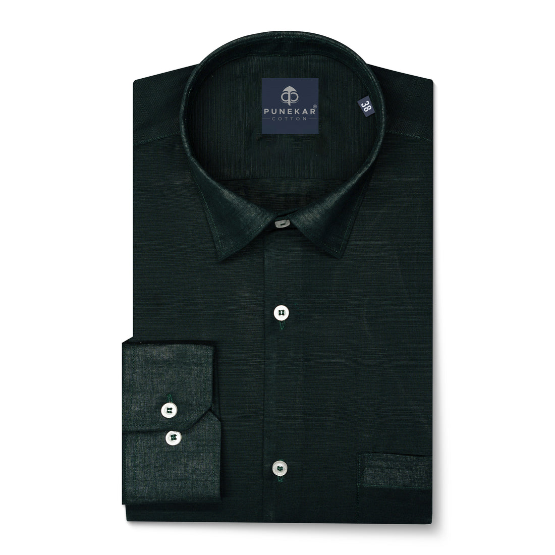 Forest Green Color Lining Texture Pure Cotton Shirt For Men