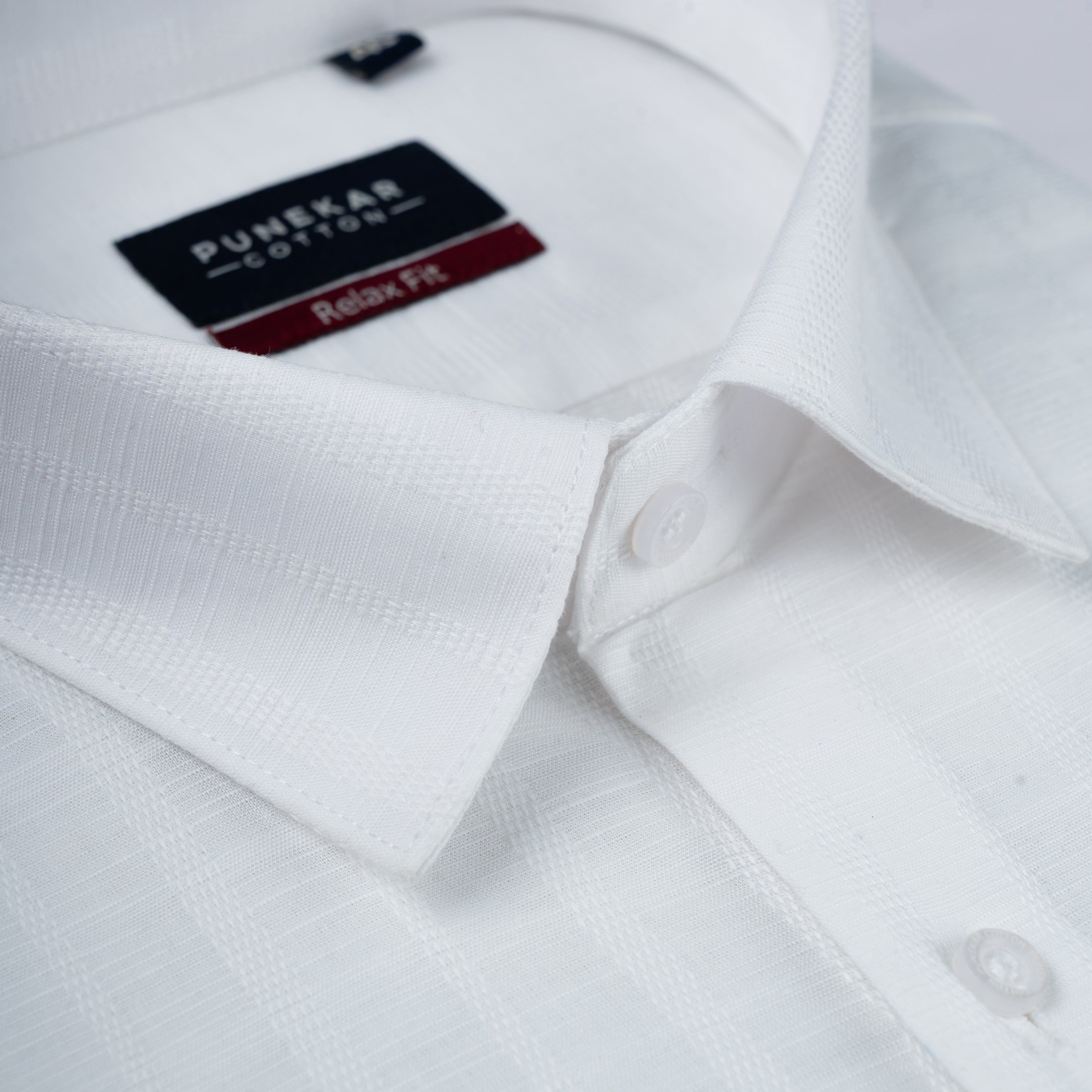 White Colour Vertical Stripe Textured Jacquard Shirt for Men