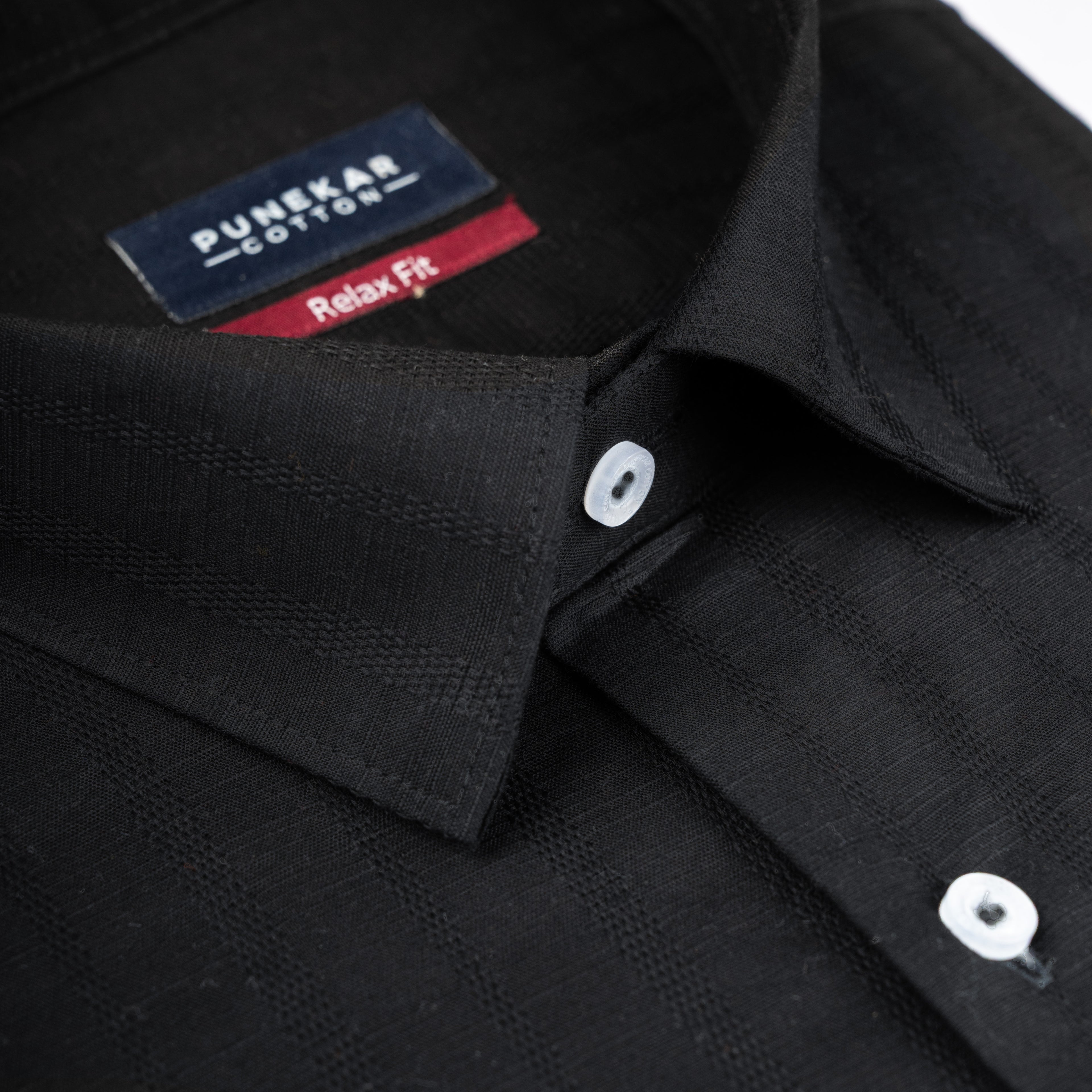 Black Colour Vertical Stripe Textured Jacquard Shirt for Men