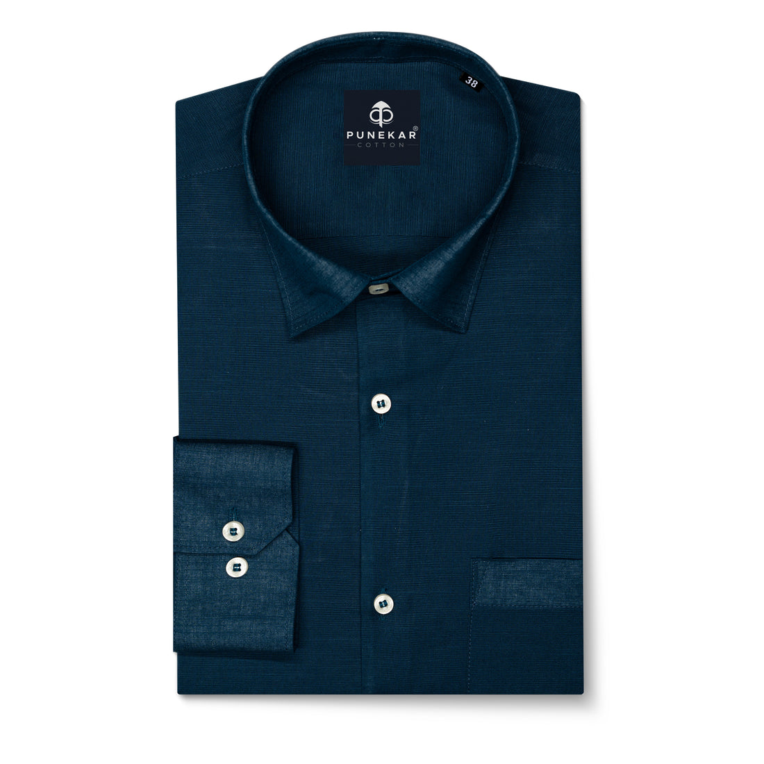 Navy Blue Color Lining Texture Pure Cotton Shirt For Men