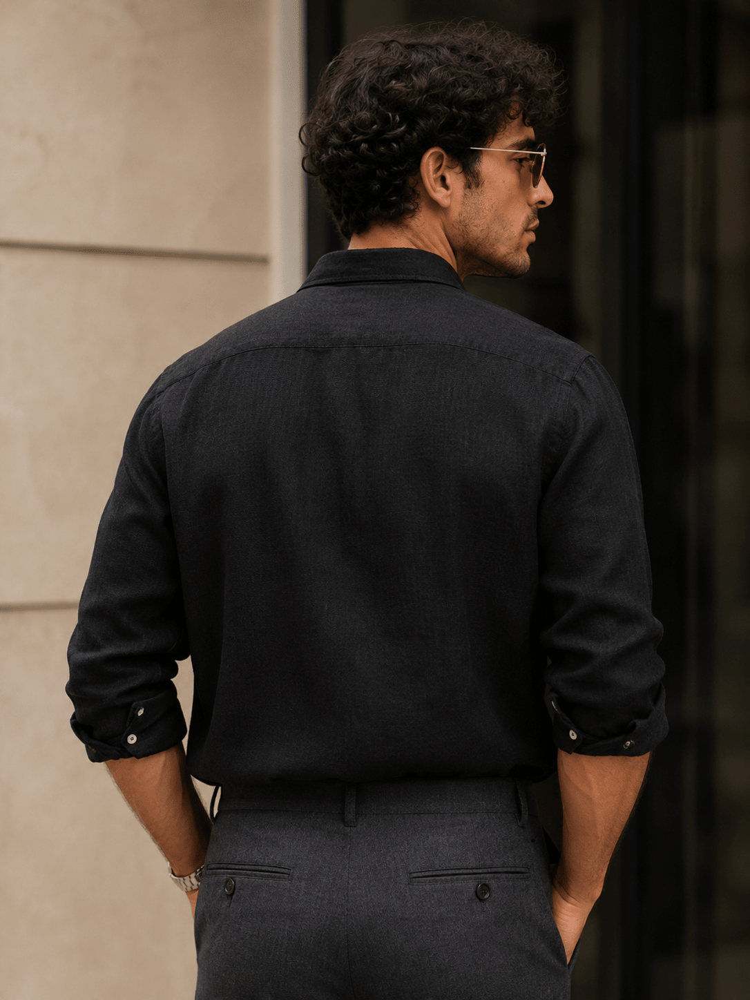 Black Color 60Lea Pure Linen Shirt For Men - Punekar Cotton
