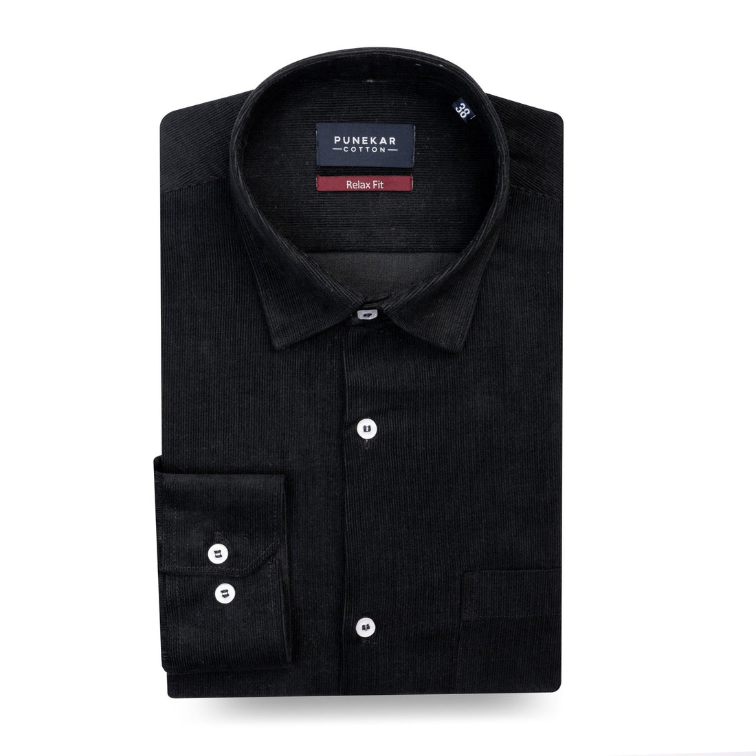 Black Color Corduroy Shirt For Men - Punekar Cotton