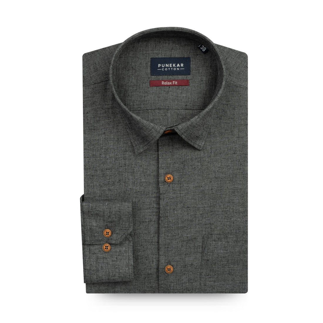 Black Color Cotton Blend Kosa Texture Shirts For Men - Punekar Cotton