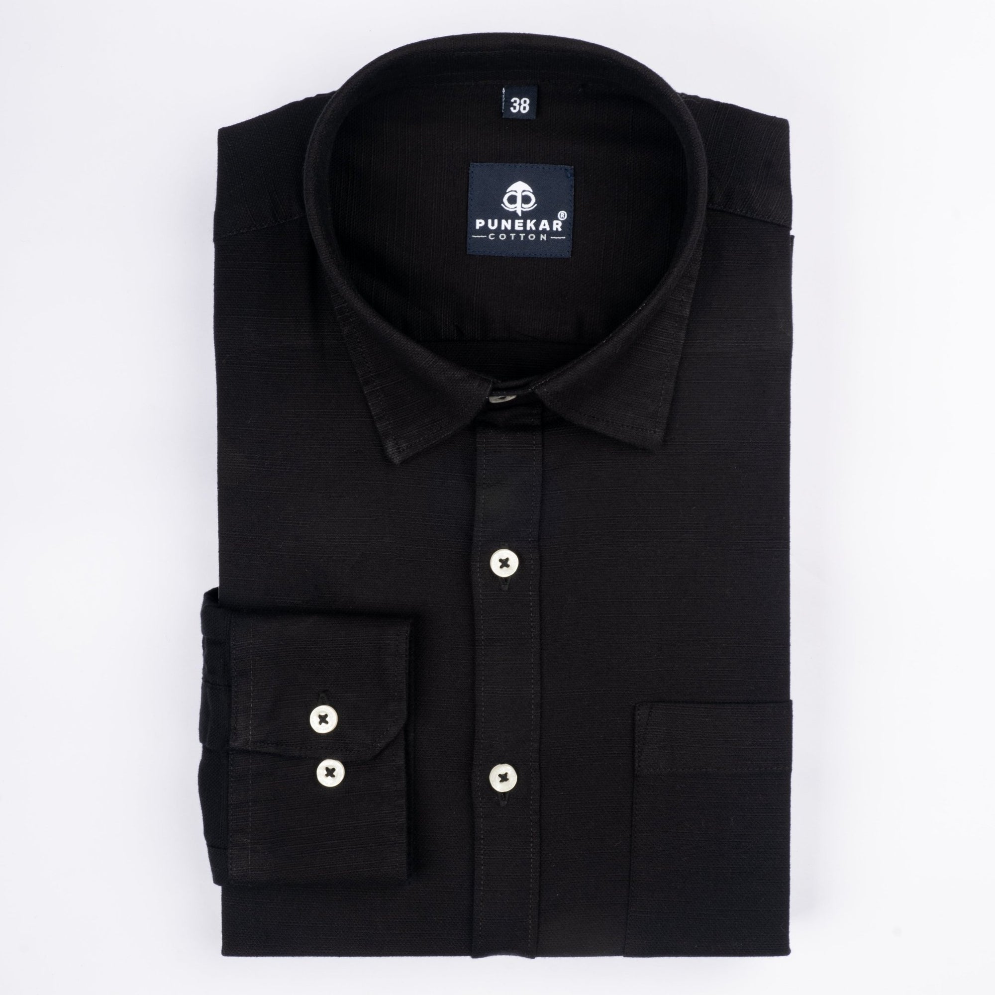 Linen cotton-shirt in ( black ) main image 1