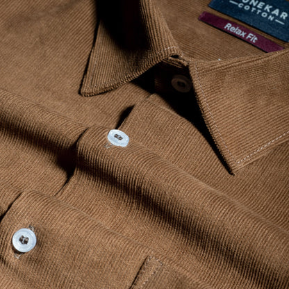 Brown Color Corduroy Shirt For Men - Punekar Cotton