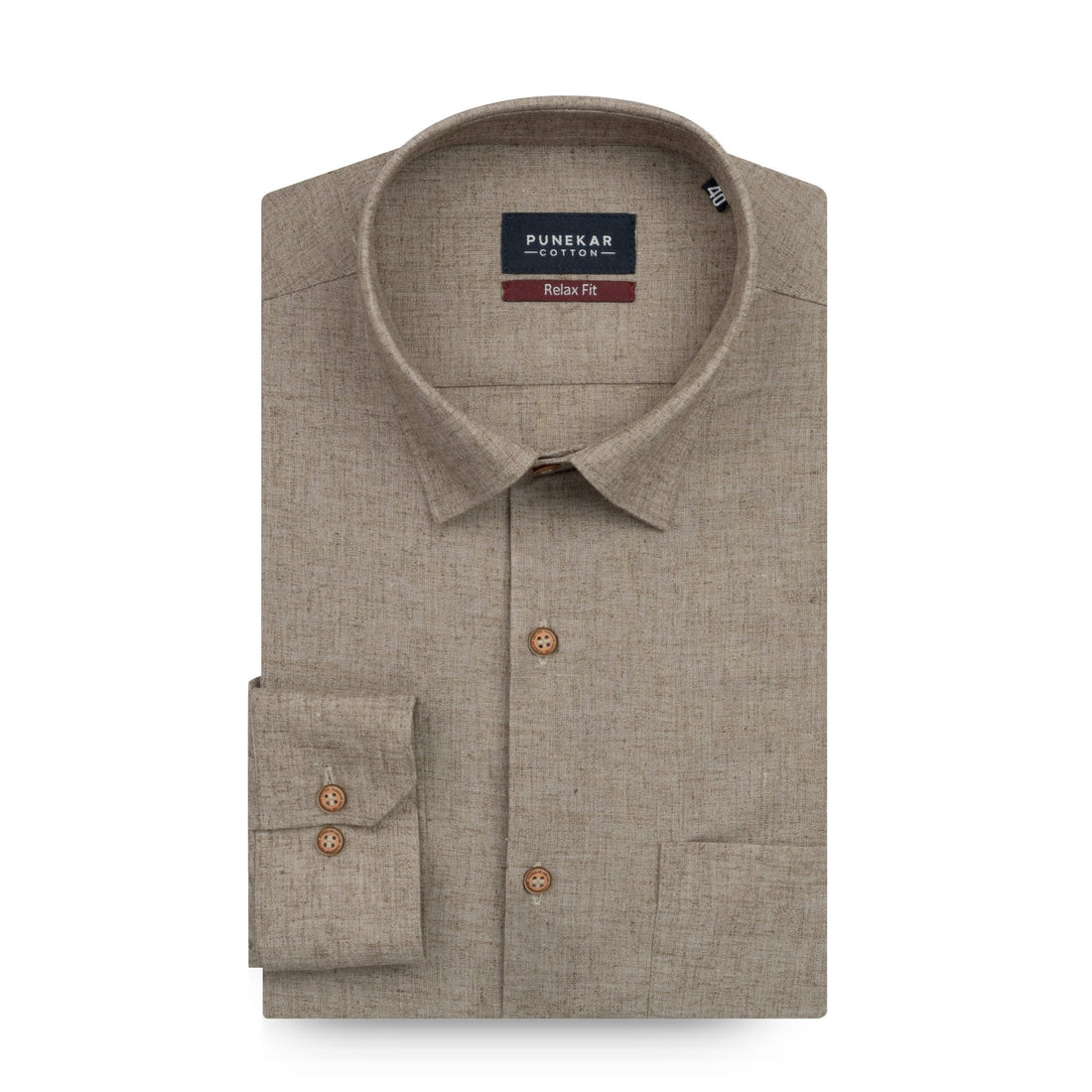 Brown Color Cotton Blend Kosa Texture Shirts For Men - Punekar Cotton