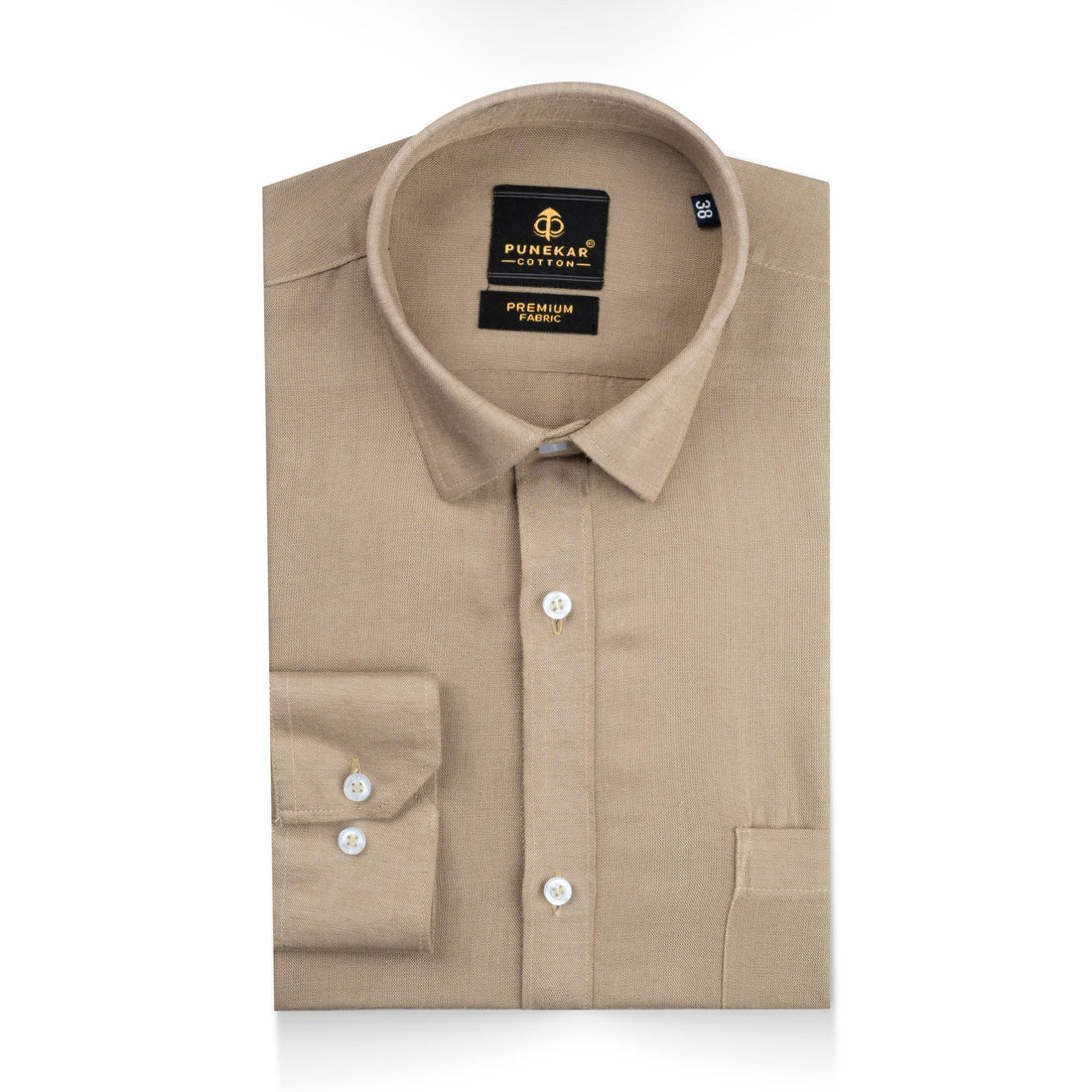 Camel Color Prime Linen Shirt For Men - Punekar Cotton
