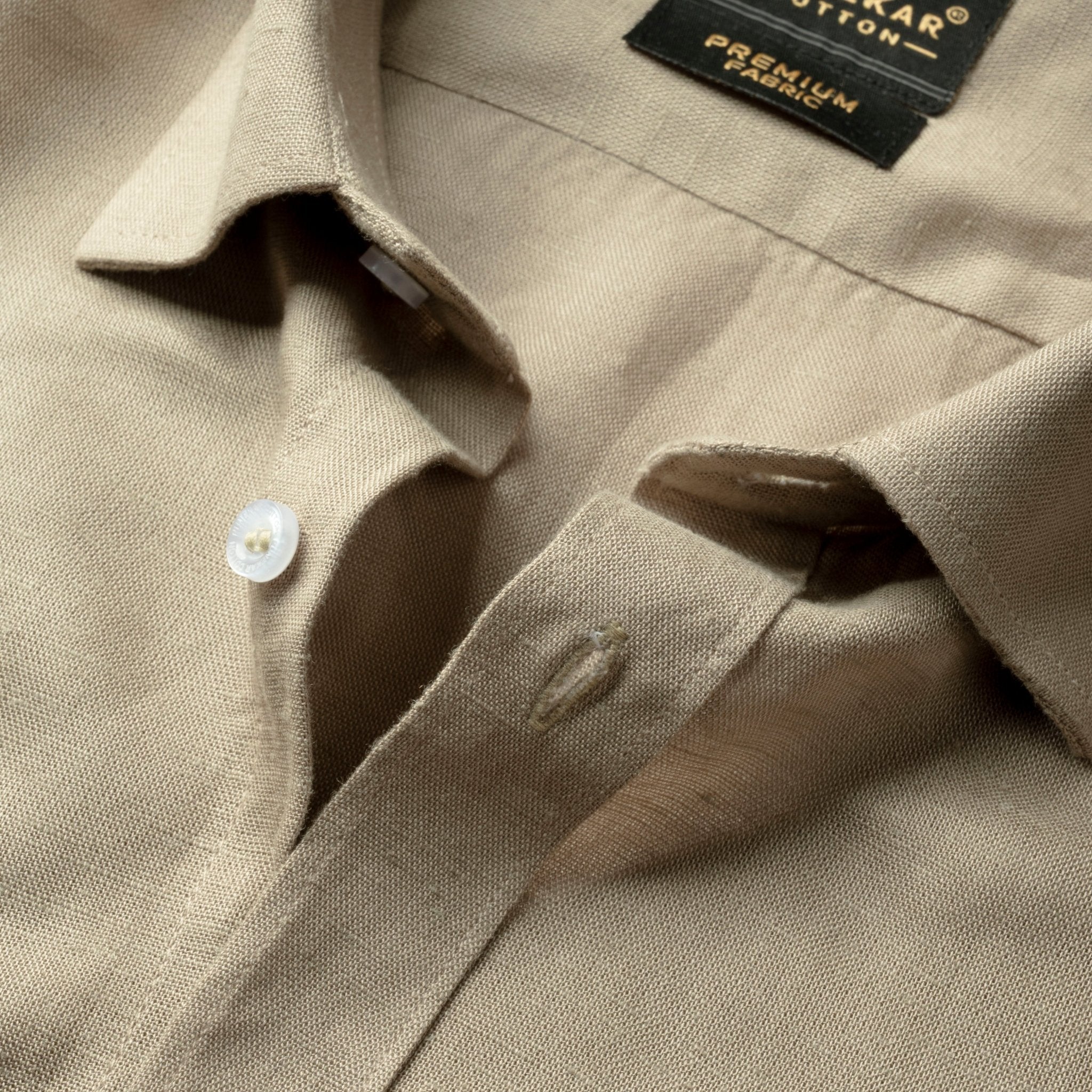 Camel Color Prime Linen Shirt For Men - Punekar Cotton