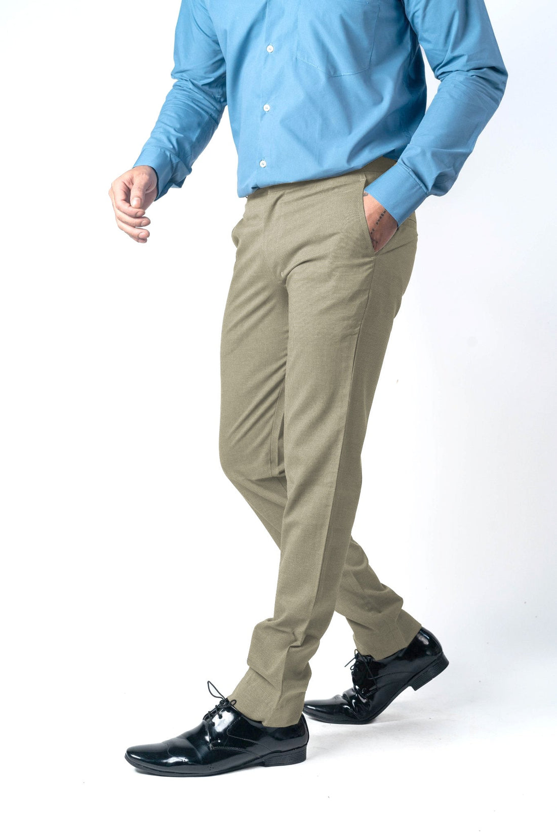 Cream Color Wicking Texture Blend Cotton Pant for Men - Punekar Cotton