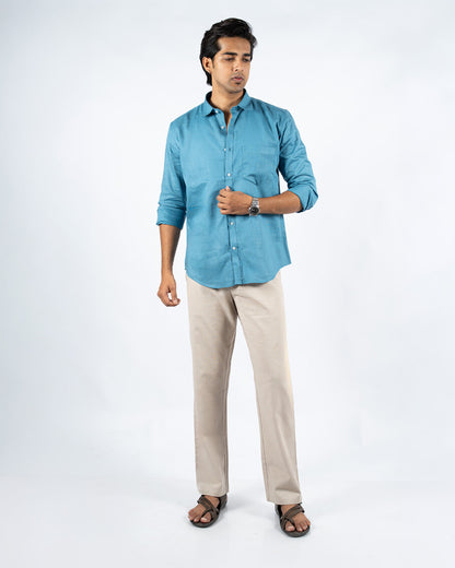 Cream Everyday Cotton Linen Straight-Fit Pants for Men