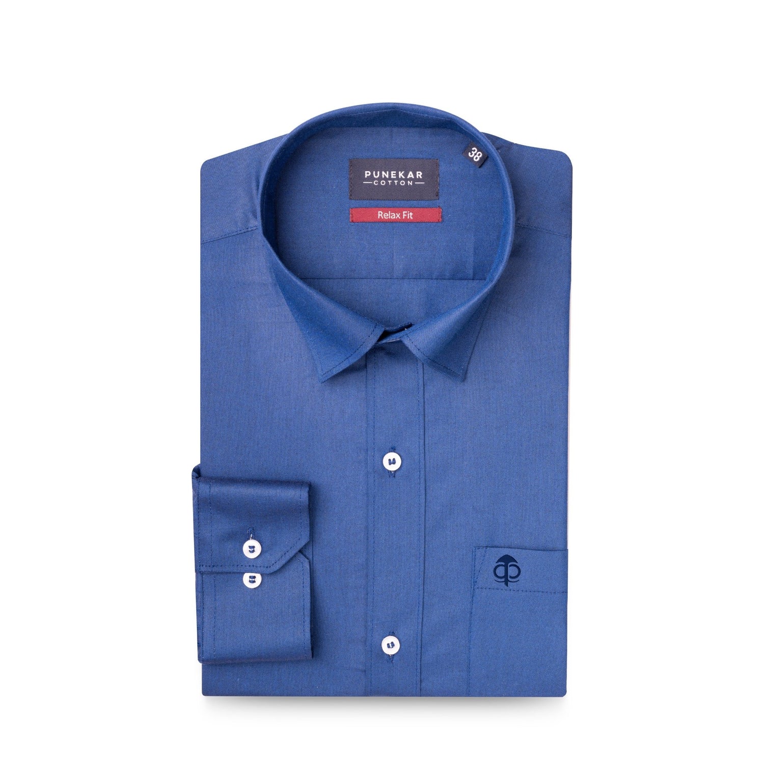 Dark Blue Colour Signature Classic Oxford Shirt For Men - Punekar Cotton