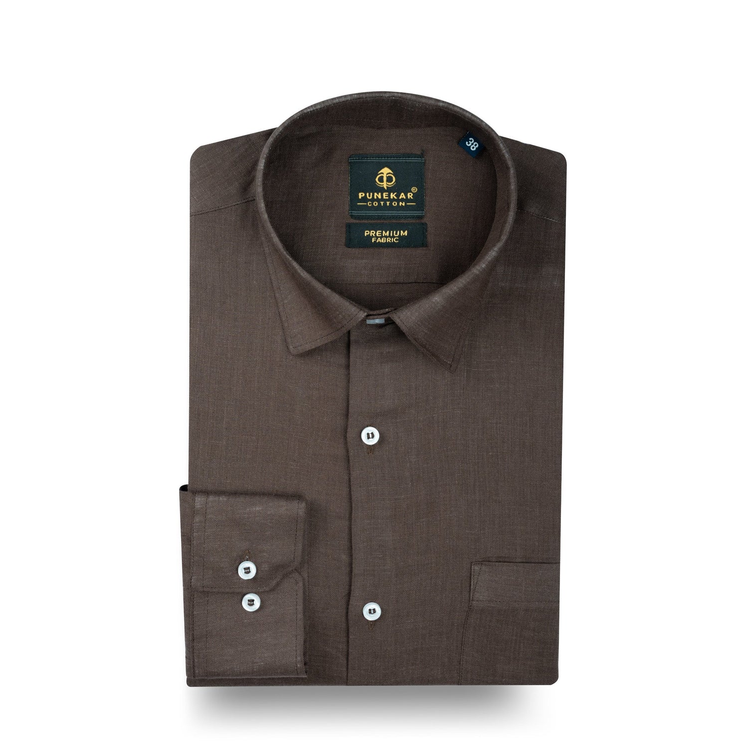 Dark Brown 60Lea Pure Linen Shirt For Men - Punekar Cotton