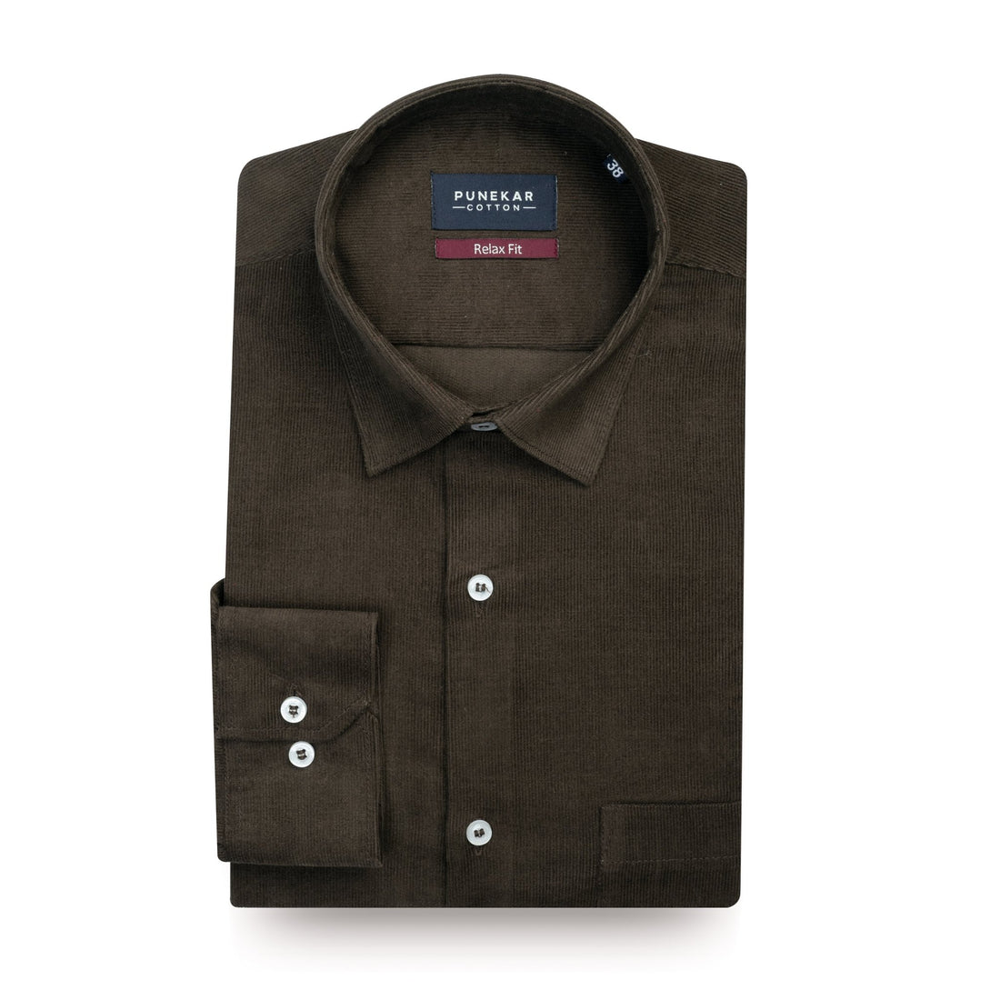 Dark Brown Color Corduroy Shirt For Men - Punekar Cotton