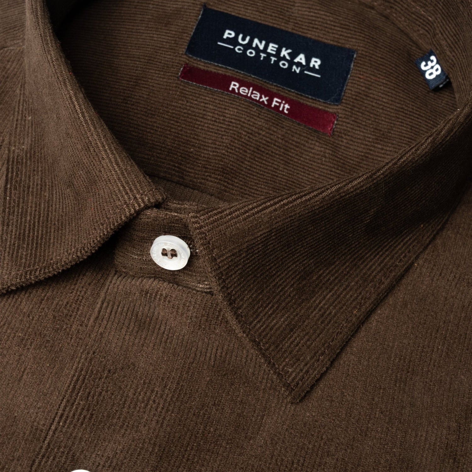 Dark Brown Color Corduroy Shirt For Men - Punekar Cotton