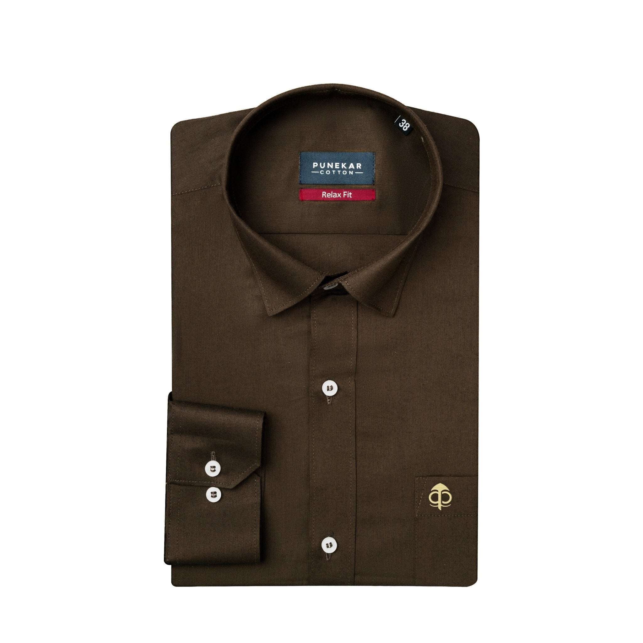 Dark Brown Colour Signature Classic Oxford Shirt For Men - Punekar Cotton