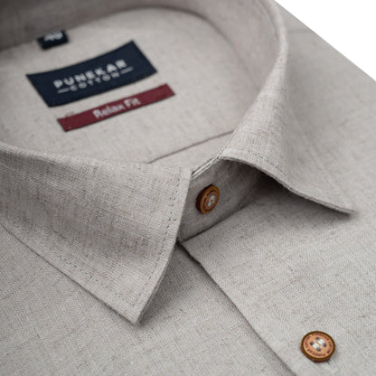 Dark Grey Color Cotton Blend Kosa Texture Shirts For Men - Punekar Cotton