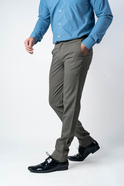 Dark Grey Color Wicking Texture Blend Cotton Pant for Men - Punekar Cotton